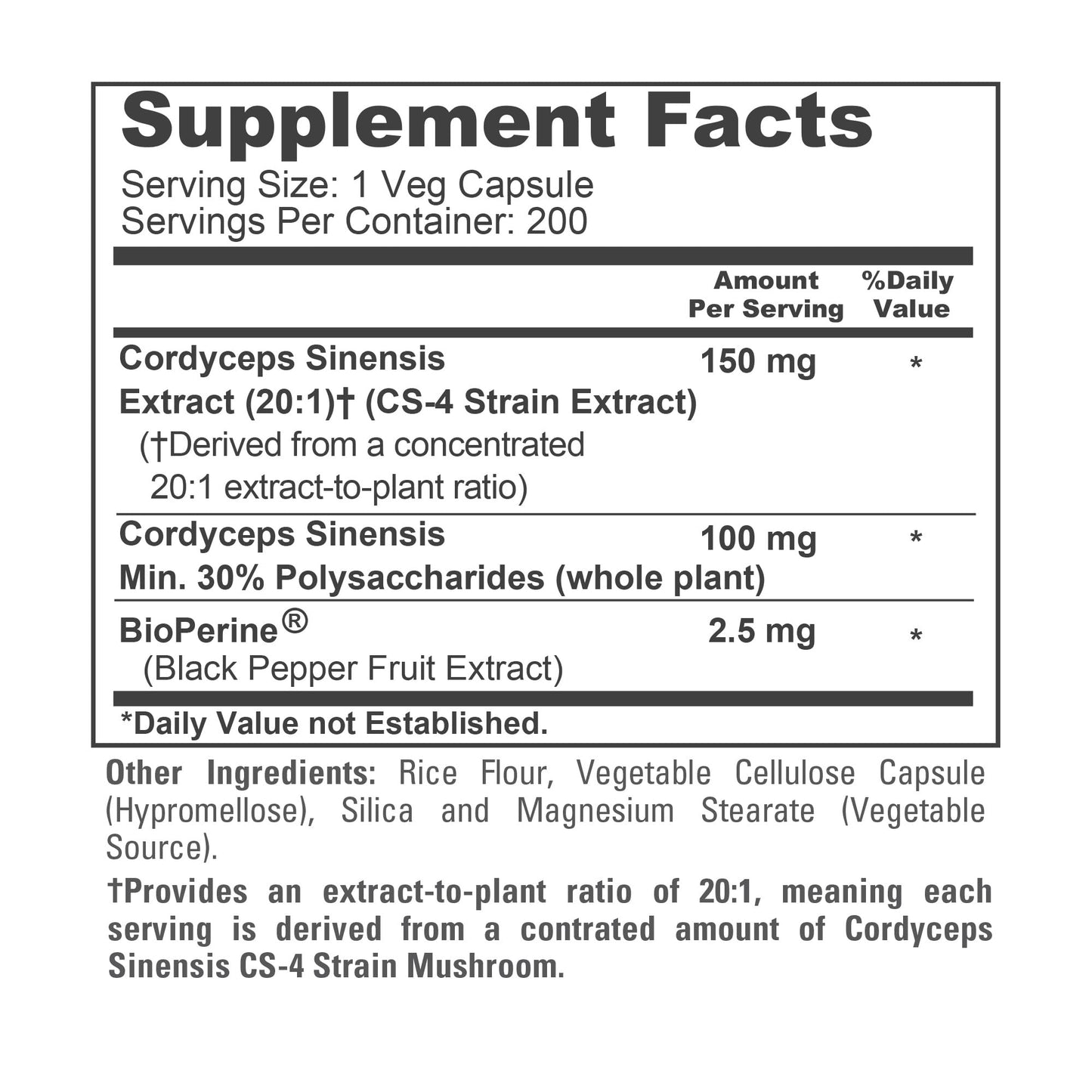 NusaPure Cordyceps CS-4 Capsules, 200 Count