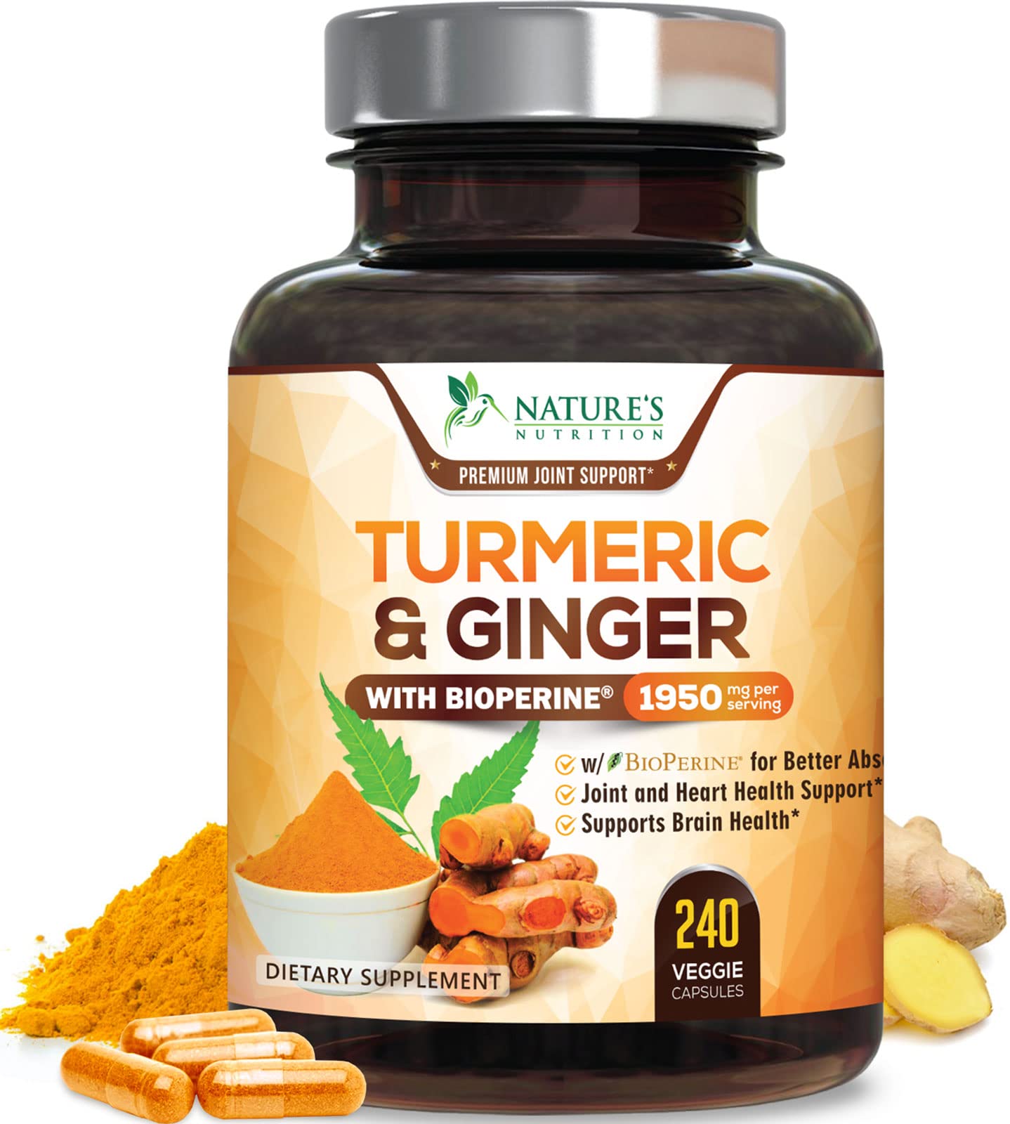 Nature's Nutrition Turmeric Curcumin Supplement Capsule 240 Count