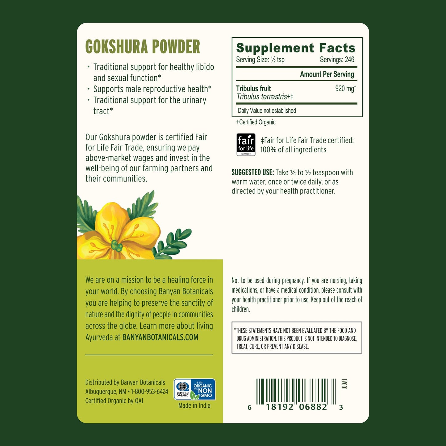 Banyan Botanicals Gokshura Powder 8 Ounce