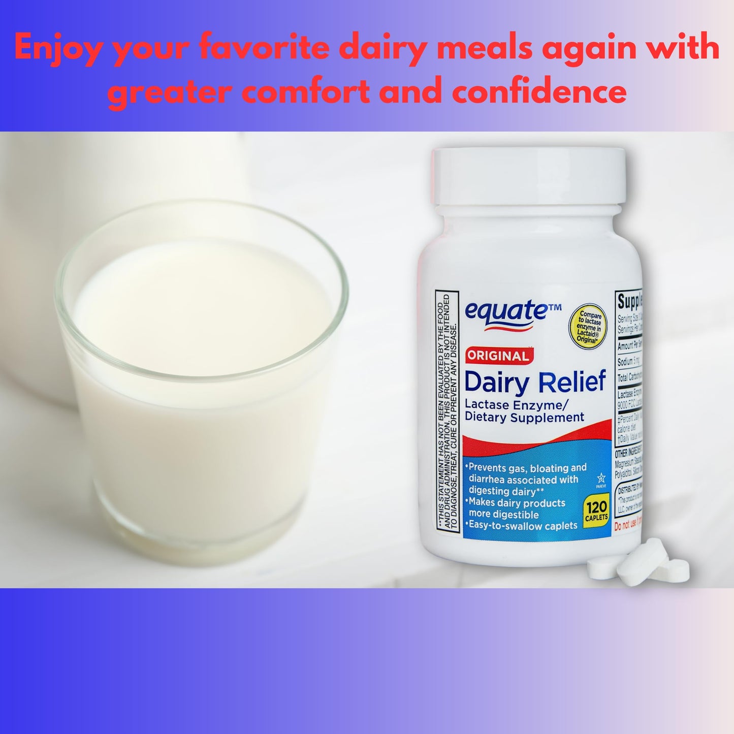 FUSION SHOP STORE Dairy Relief for Lactose Intolerance Caplets, 120