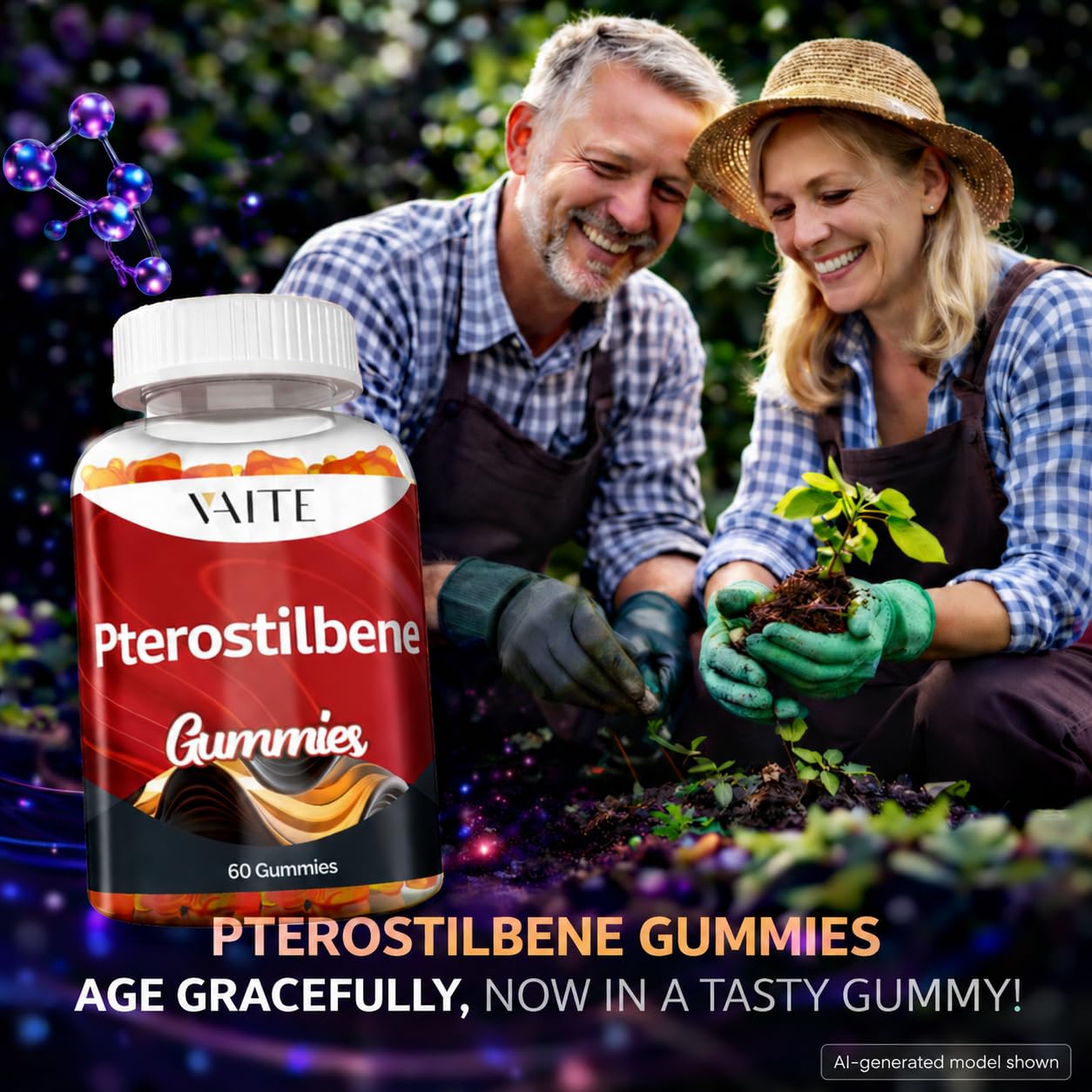 VAITE Pterostilbene Supplement Gummies 250mg, 60 Count