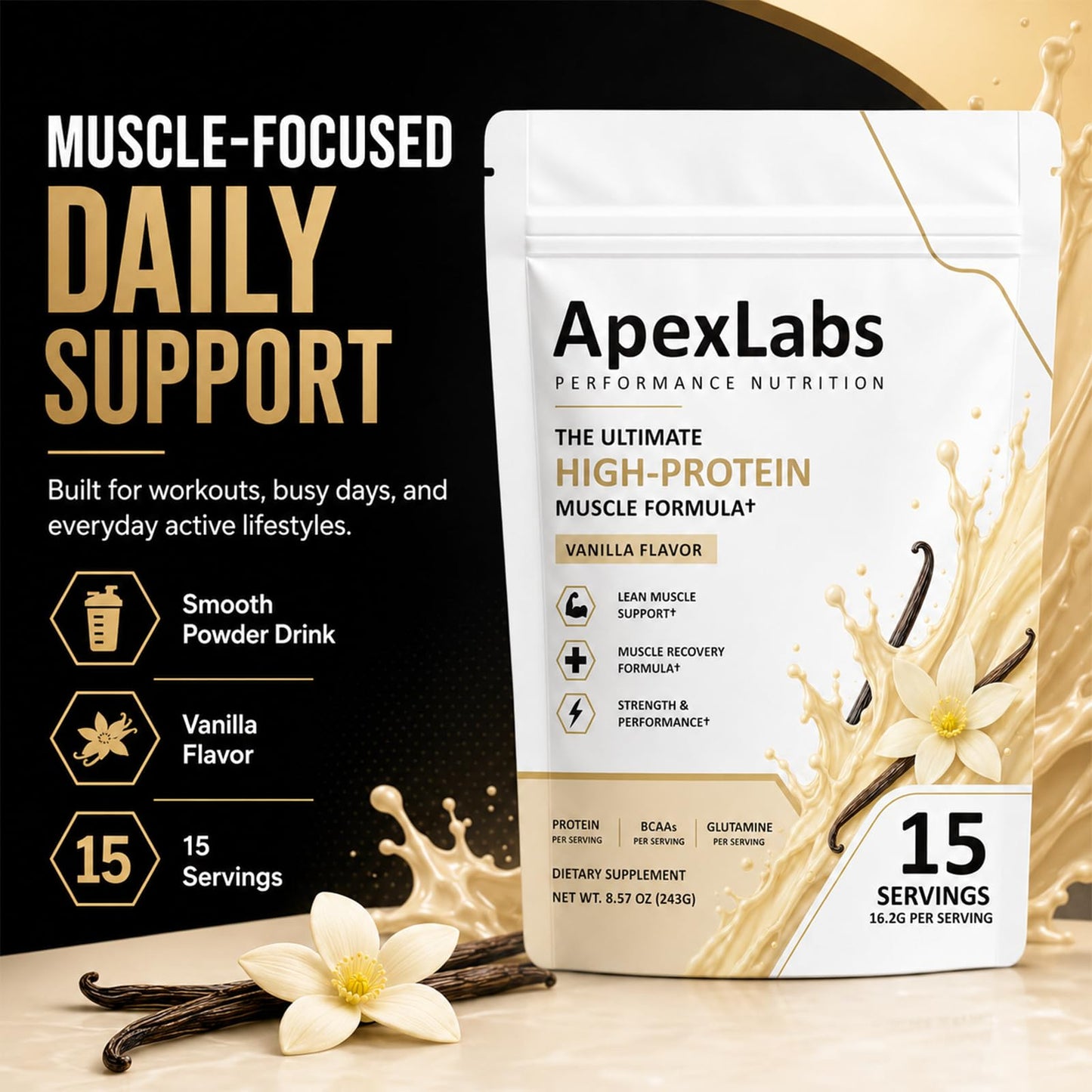 Apex Labs Muscle Powder Vanilla Powder 1 Ounce (Pack of 1)