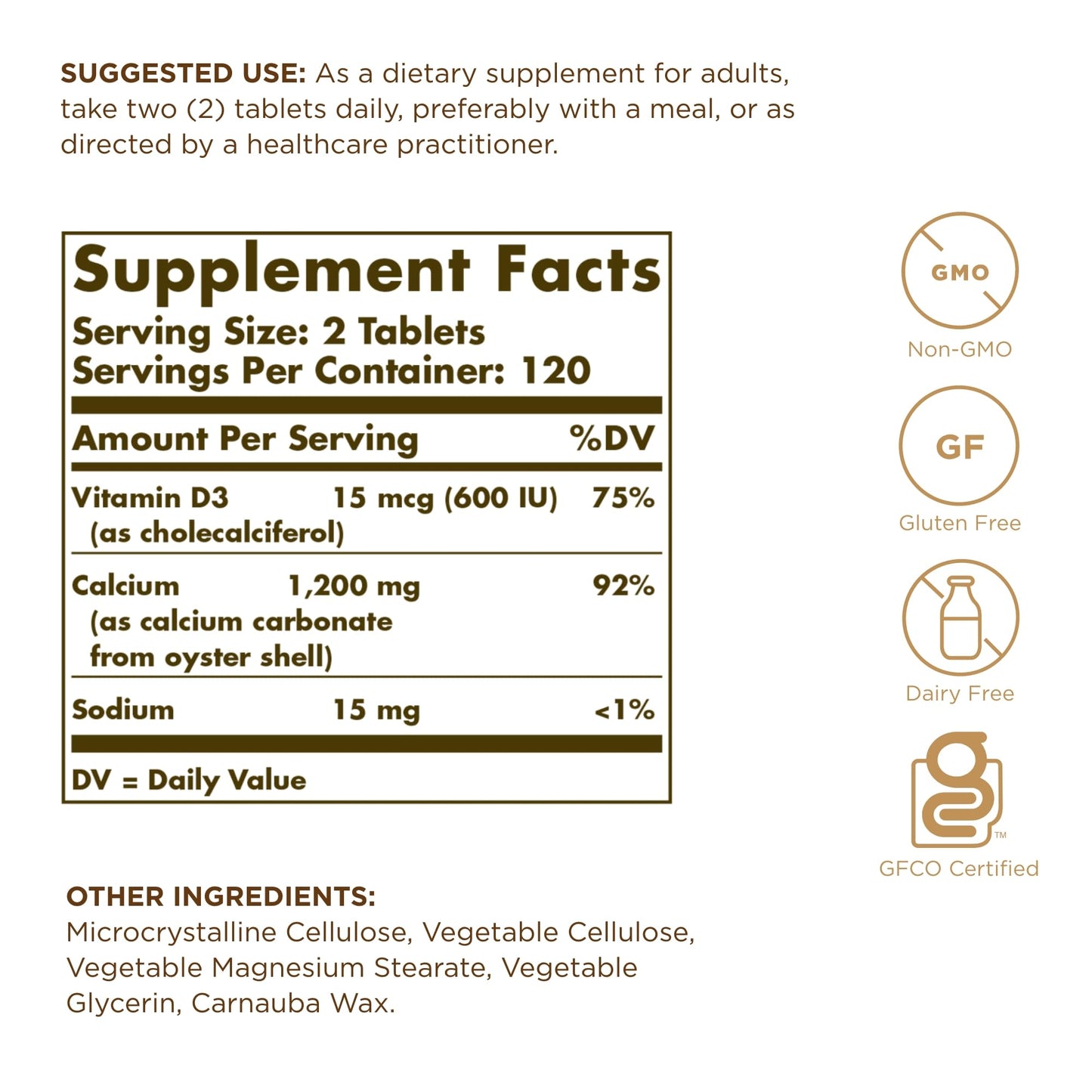 Solgar Calcium 600 Tablets, 480 Count