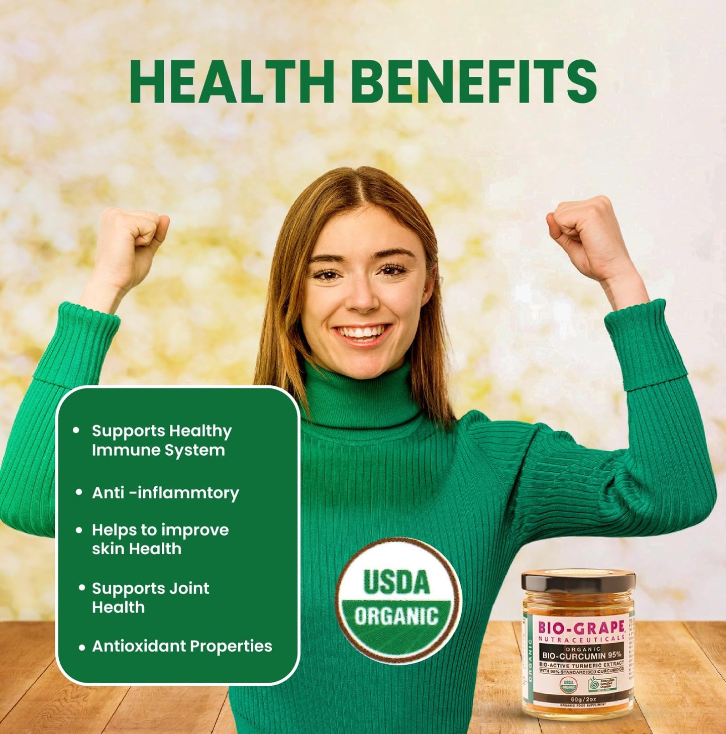 BIO-GRAPE Turmeric Curcumin Extract Powder 2.12 oz