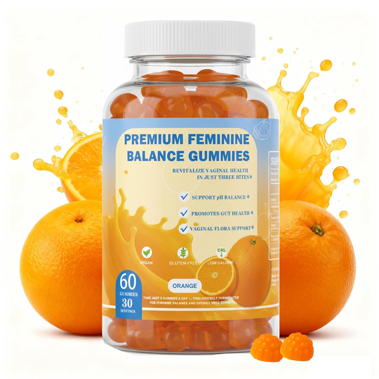 DEWANG Feminine Balance Gummies – Daily pH Balance & Vaginal Health Support, Probiotics for Women's Odor & Confidence Pineapple Flavor Vegan & Sugar-Free (Orange), 60 Gummies