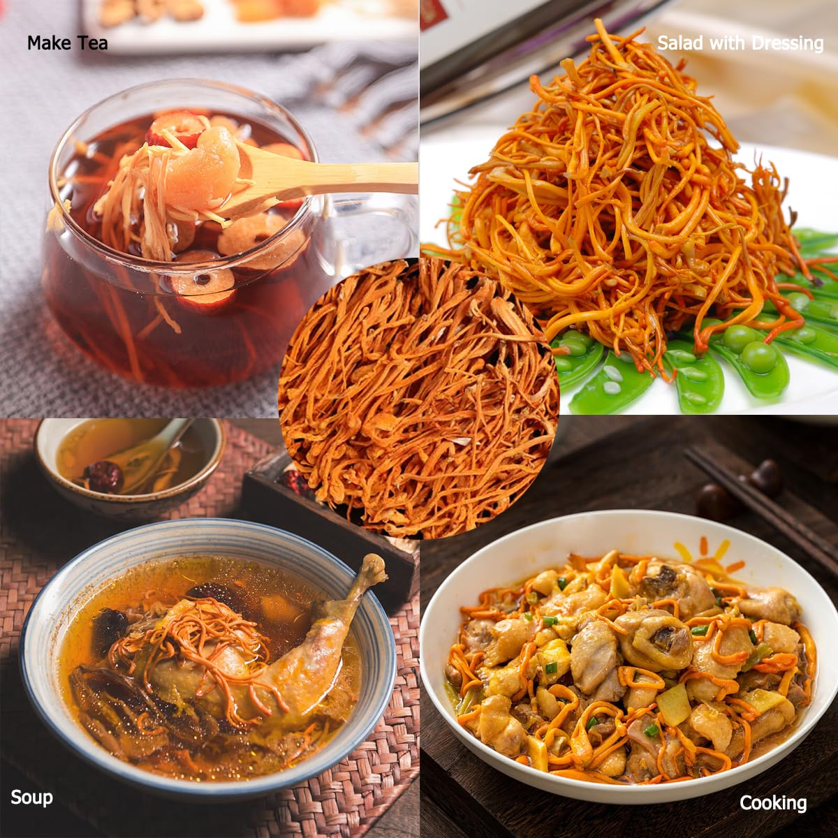 QIANPINHUI Cordyceps Flower Whole Dried Cordyceps Mushroom 6 oz 1 Tablet