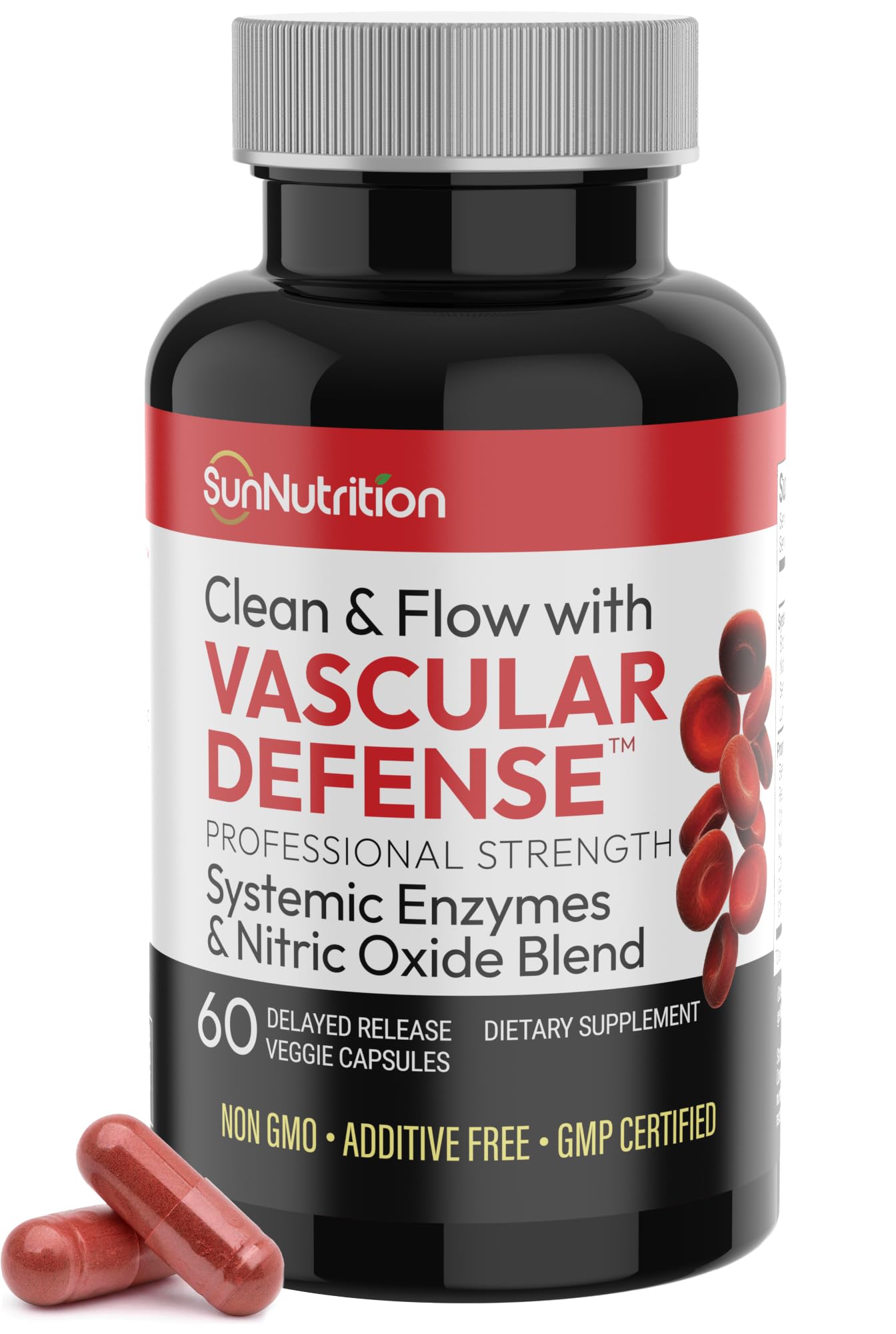 SunNutrition Vascular Defense Nitric Oxide Support Capsules, 60 Count