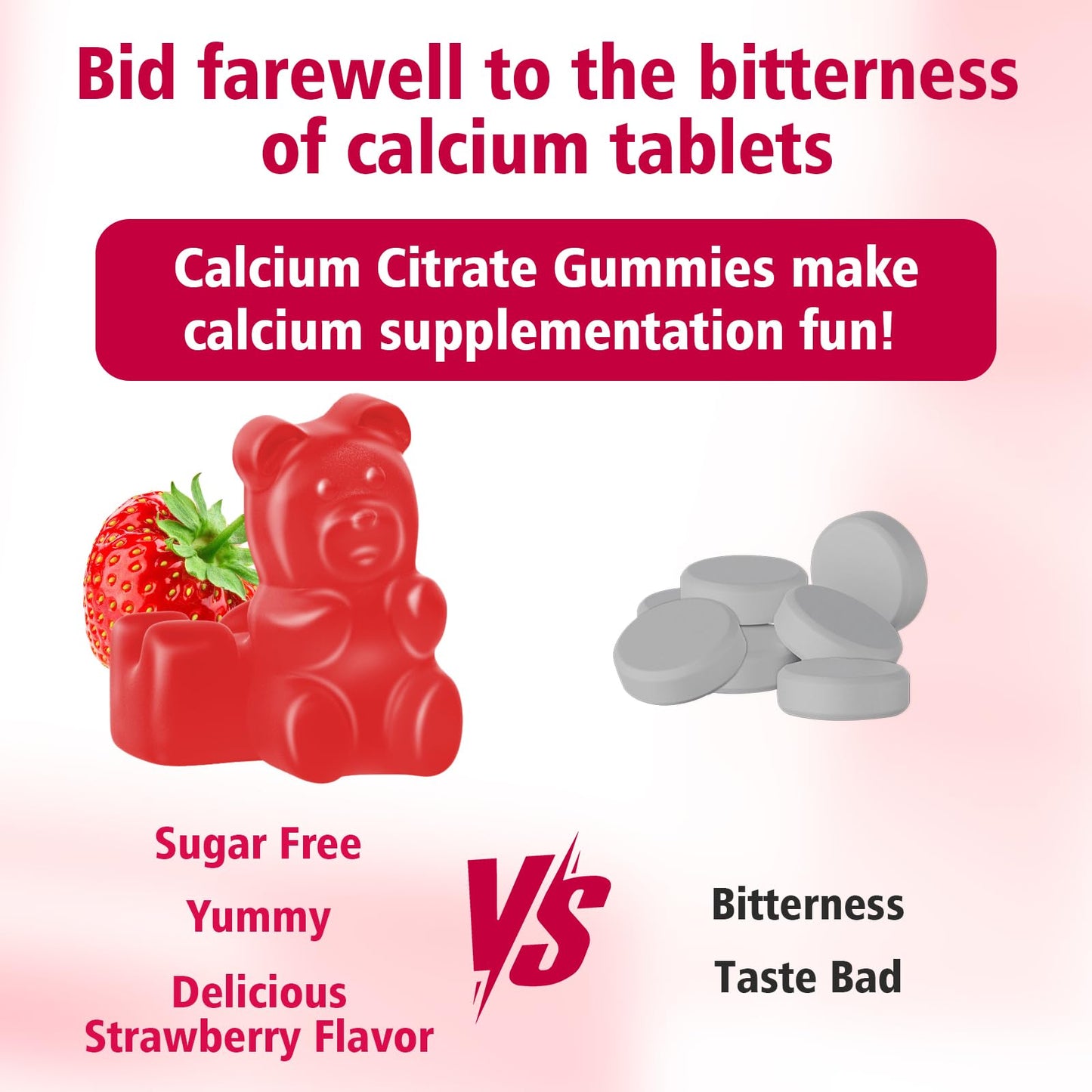 BVIVLOO High Absorption Calcium Citrate Gummies 1200mg, 60 Count