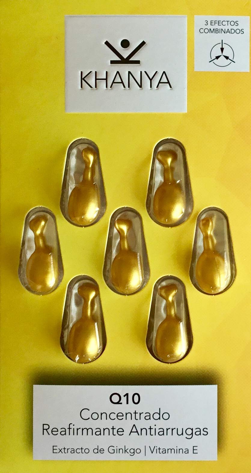 Khanya Q10 Concentrado Reafirmante Antiarrugas con Extracto de Ginkgo | Vitamina E 7 Capsules