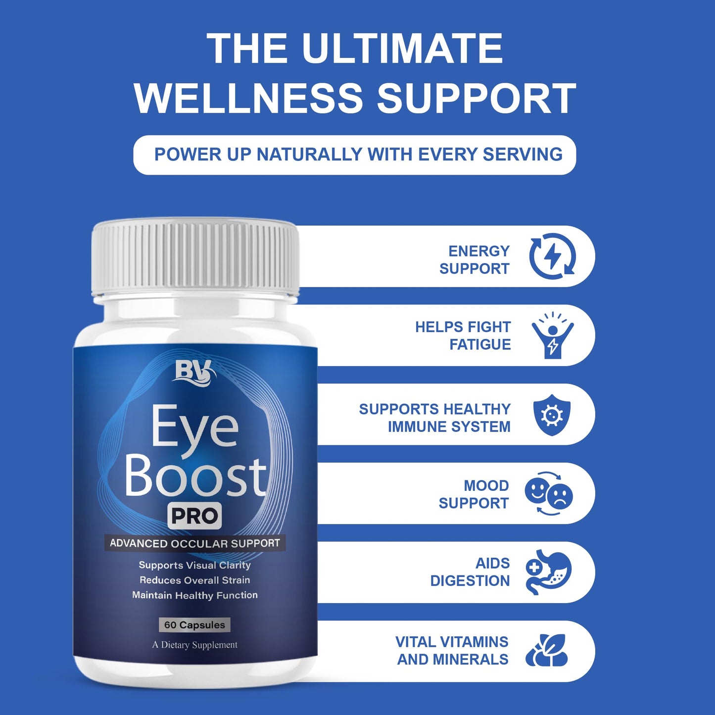 BLUE VIBE Eye Boost Pro Maximum Strength Overall Health & Wellness Support Supplement Capsules, 180 Count