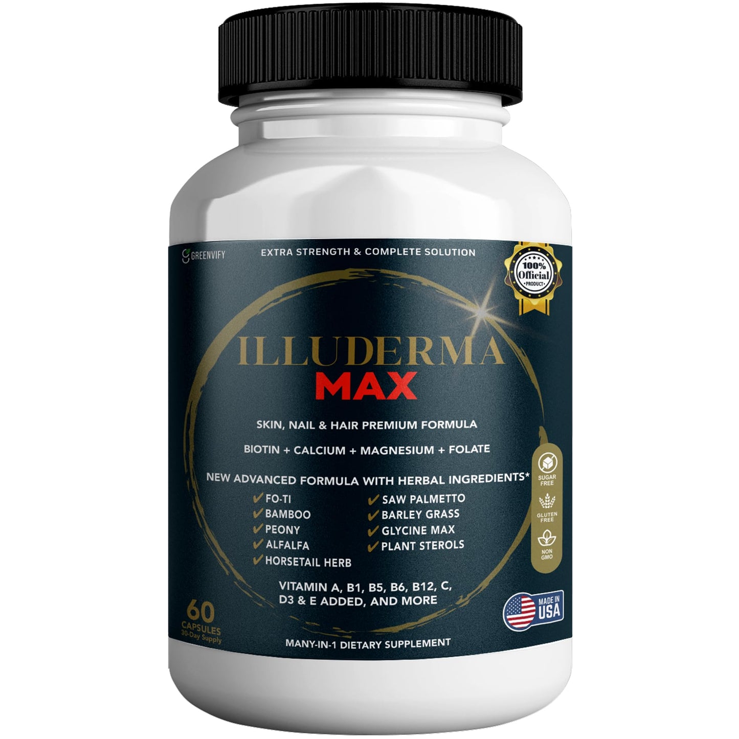 GREENVIFY Illuderma Max Hair, Skin and Nail Supplement 60 Capsules