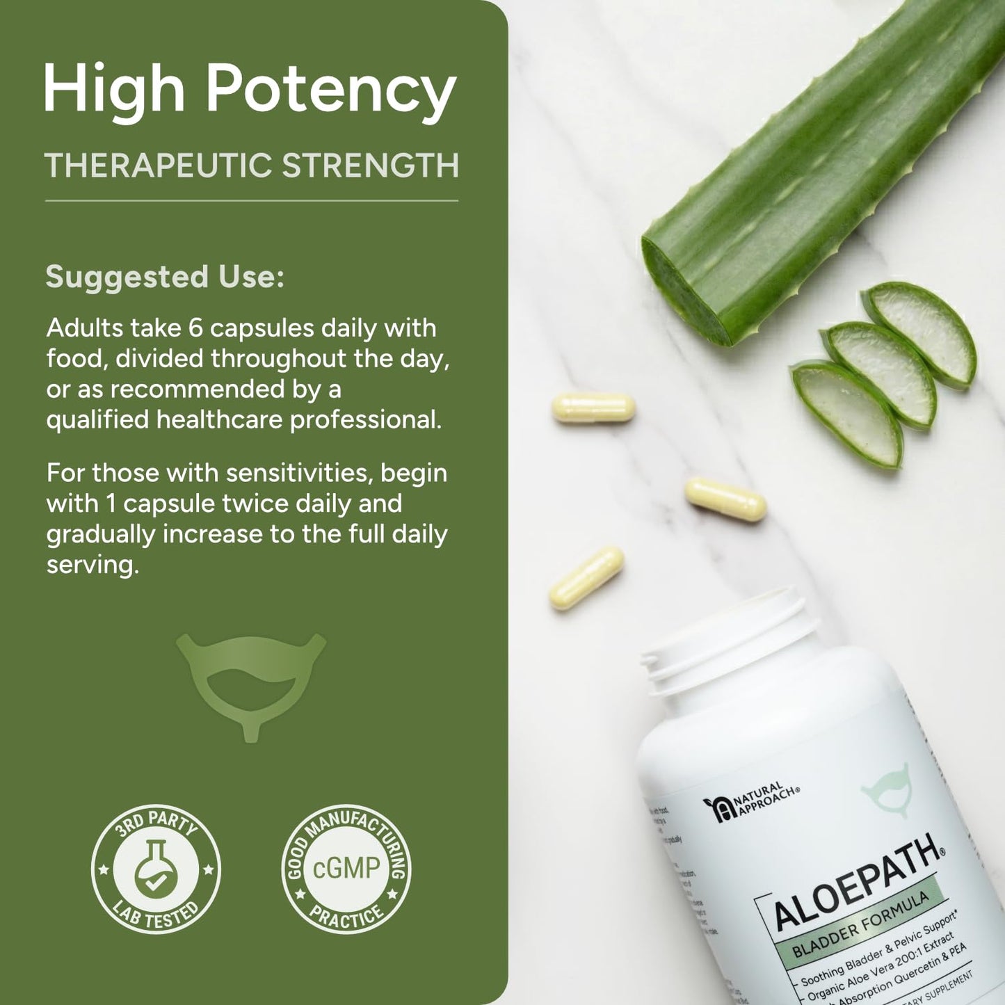 ALOEPATH Bladder Support & Pelvic Wellness Supplement with Organic Aloe Vera – Maximum Strength Formula with Quercetin, Pea & L-Arginine for Urinary Comfort, 90 Capsules