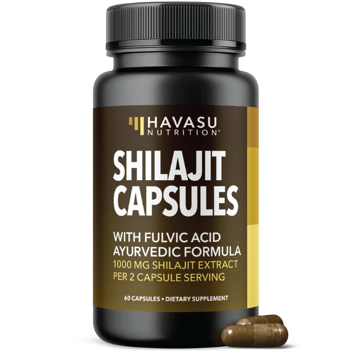 HAVASU NUTRITION Shilajit Capsules 1000mg Shilajit Extract (Standardized to 20% Fulvic Acid) - 60 Count