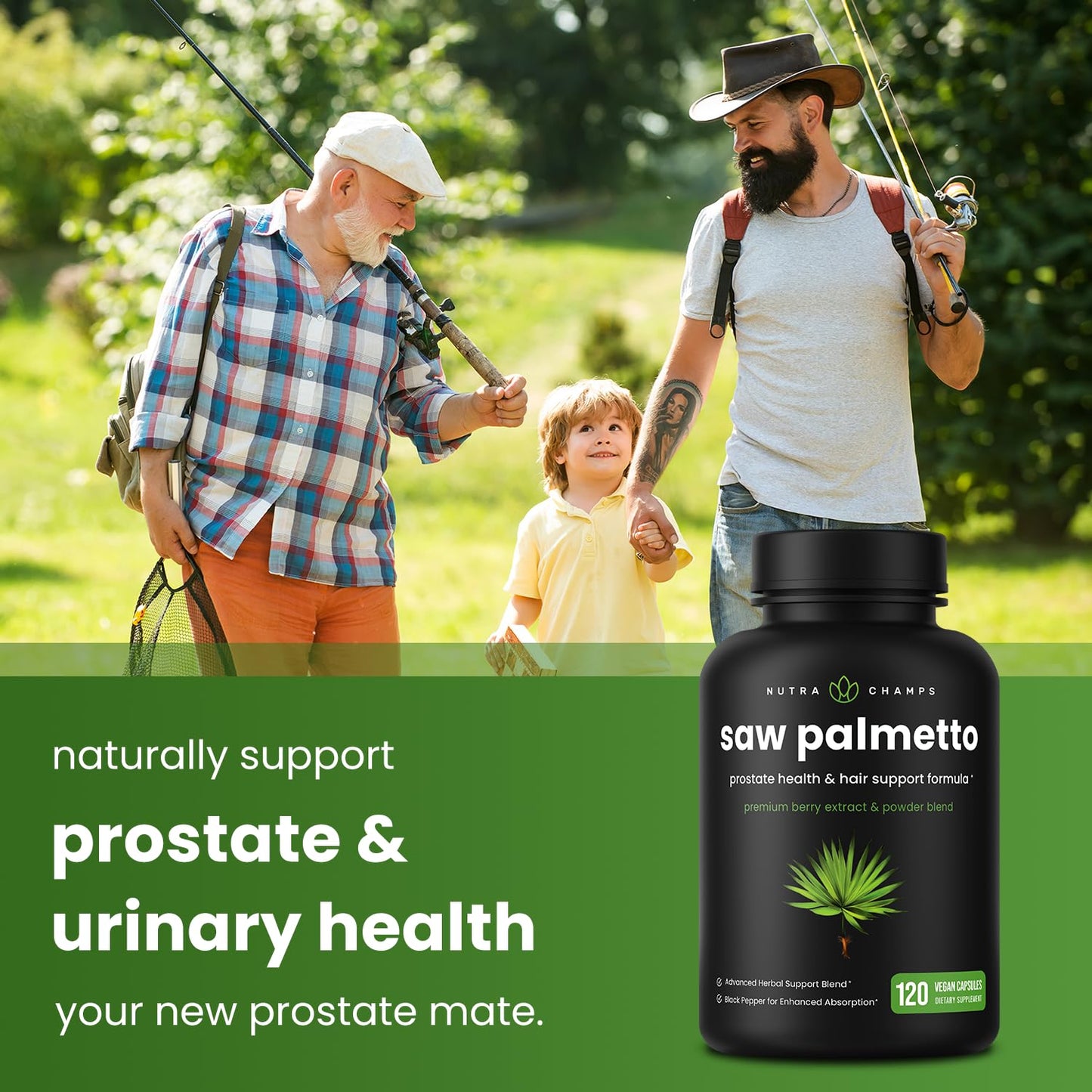 NutraChamps Saw Palmetto Supplement for Prostate Health Capsules 120 Count