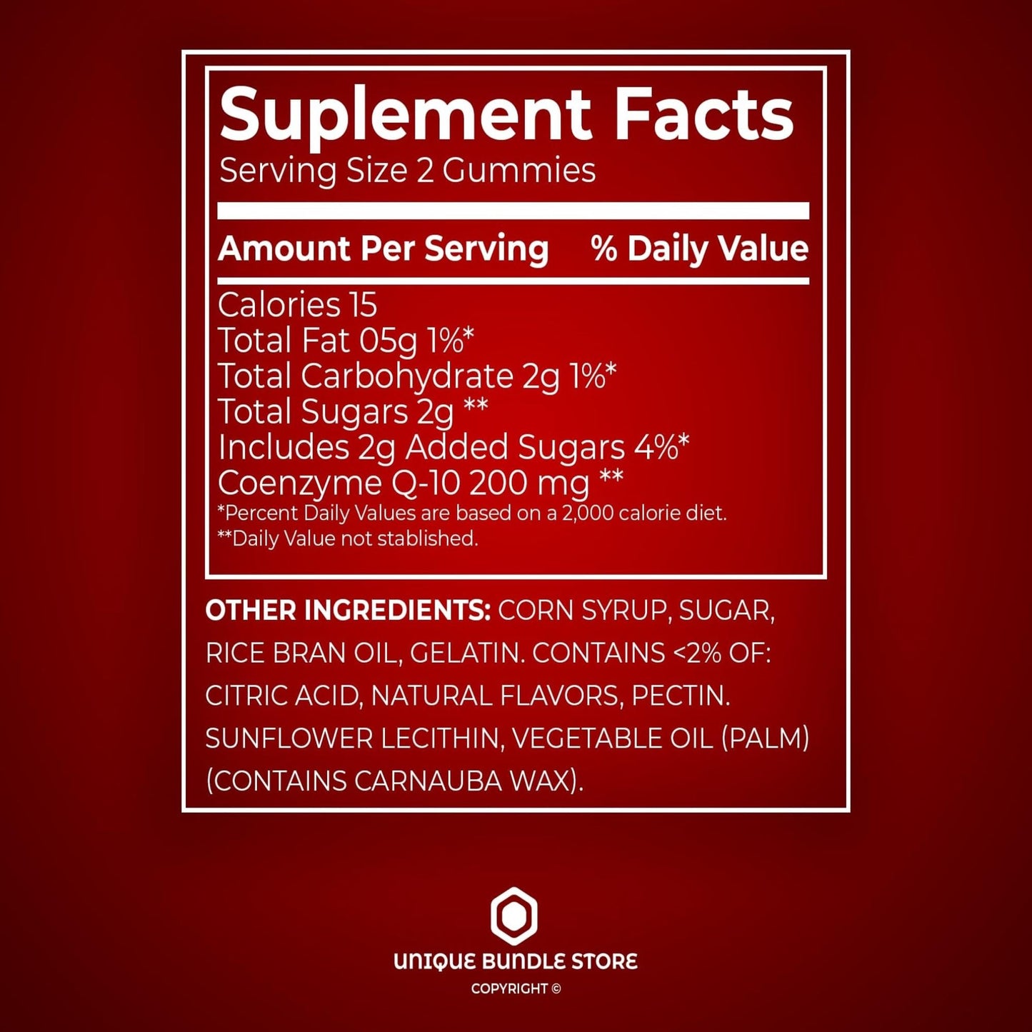 Unique Bundle Store CoQ10 200mg Gummies 120 Count