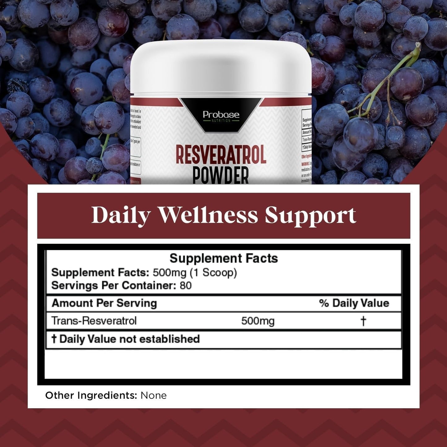 Probase Nutrition Trans Resveratrol Supplement Powder, 1.42 oz