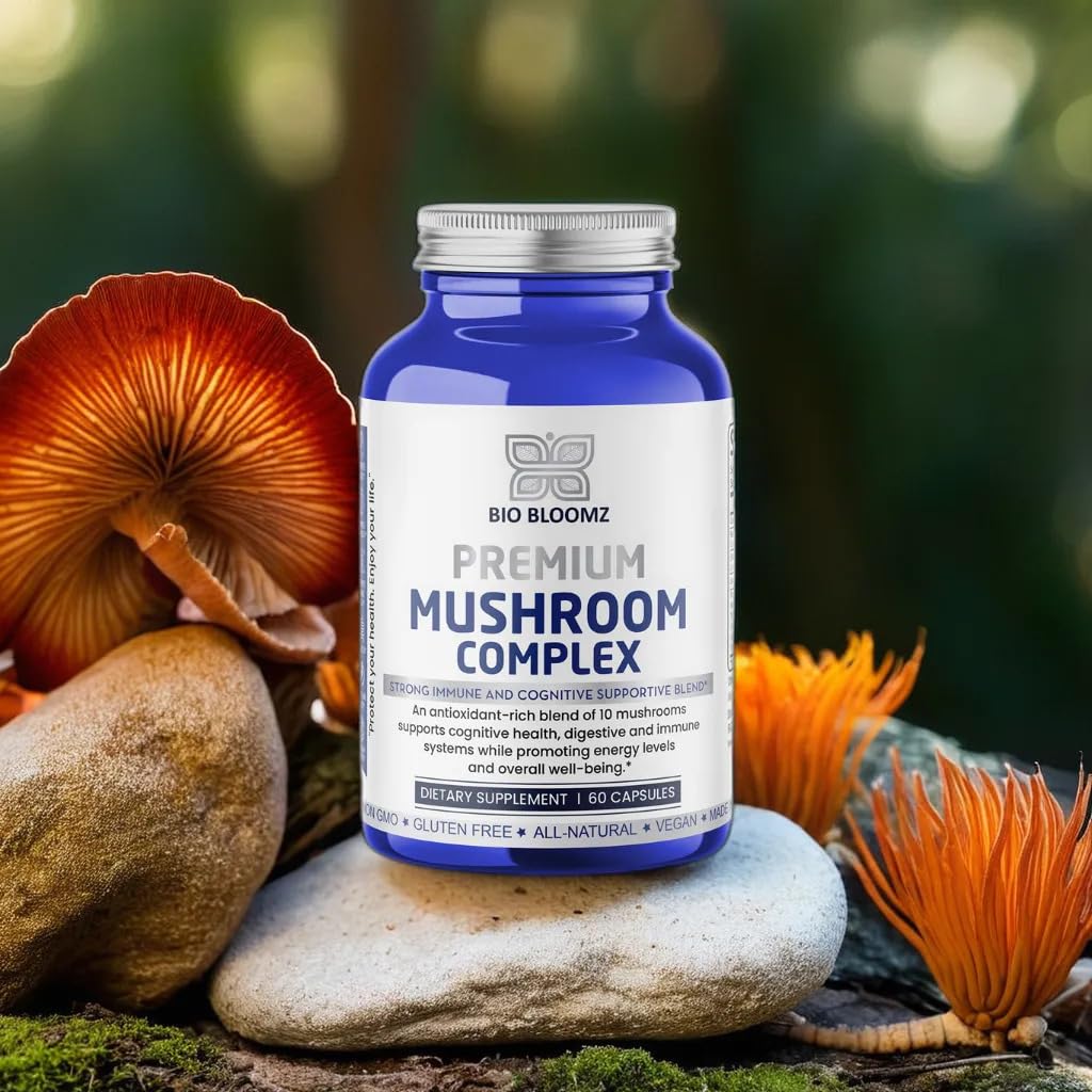 BIO Bloomz Premium Mushroom Complex Capsules, 60 Count
