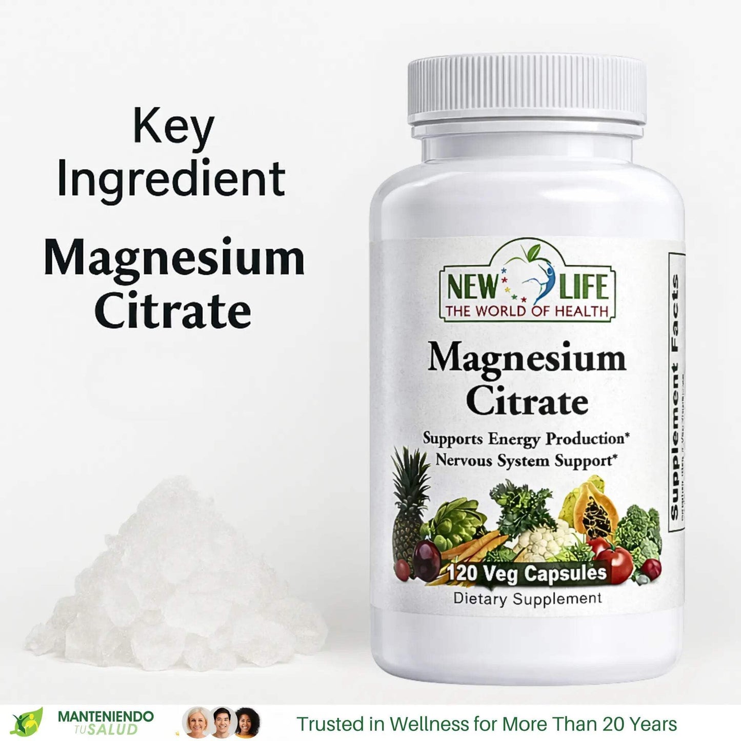 Manteniendo Tu Salud Magnesium Citrate 400mg Veg Capsules, 120