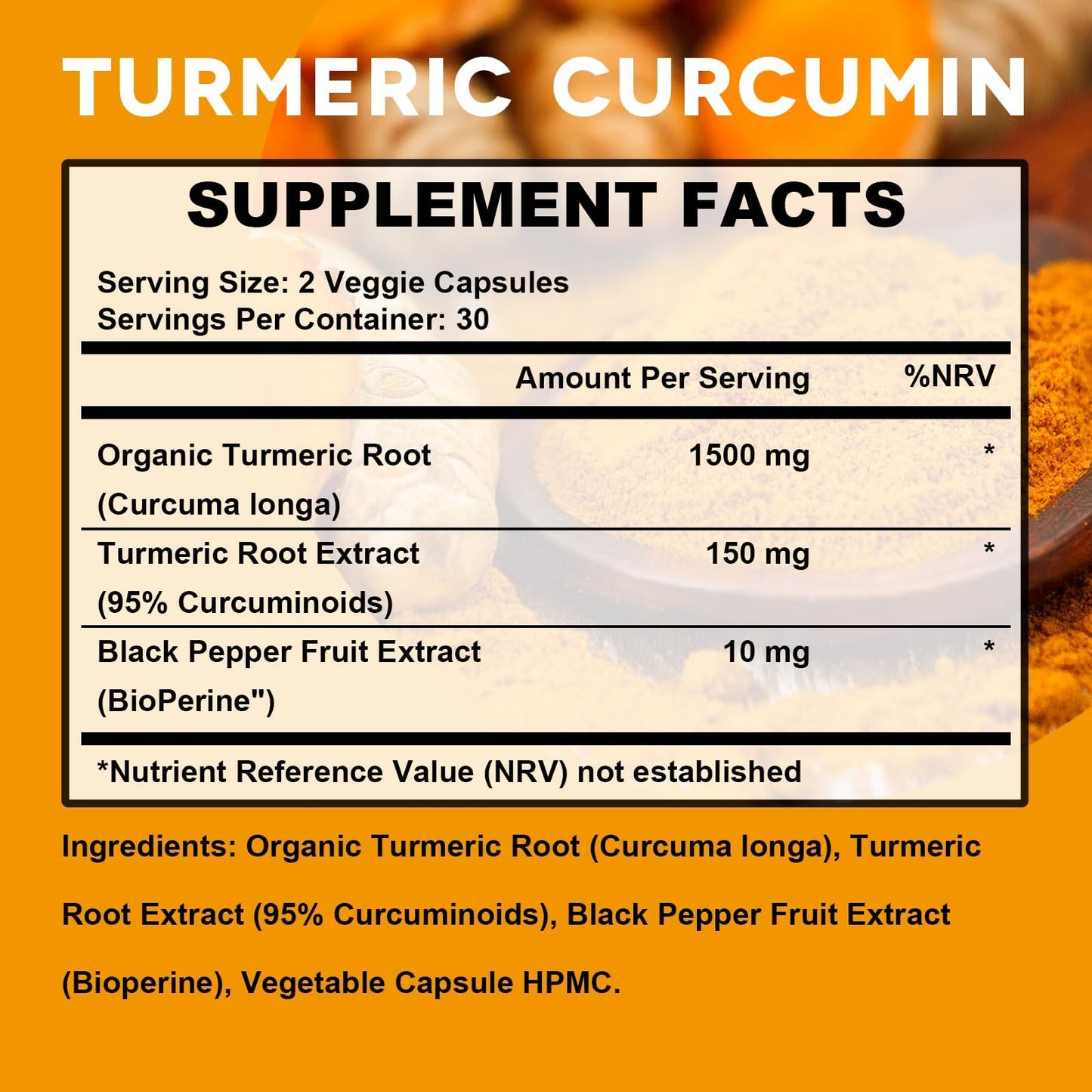 Kavguine Turmeric Curcumin Supplement with Black Pepper Capsule, 60 Veggie Capsules
