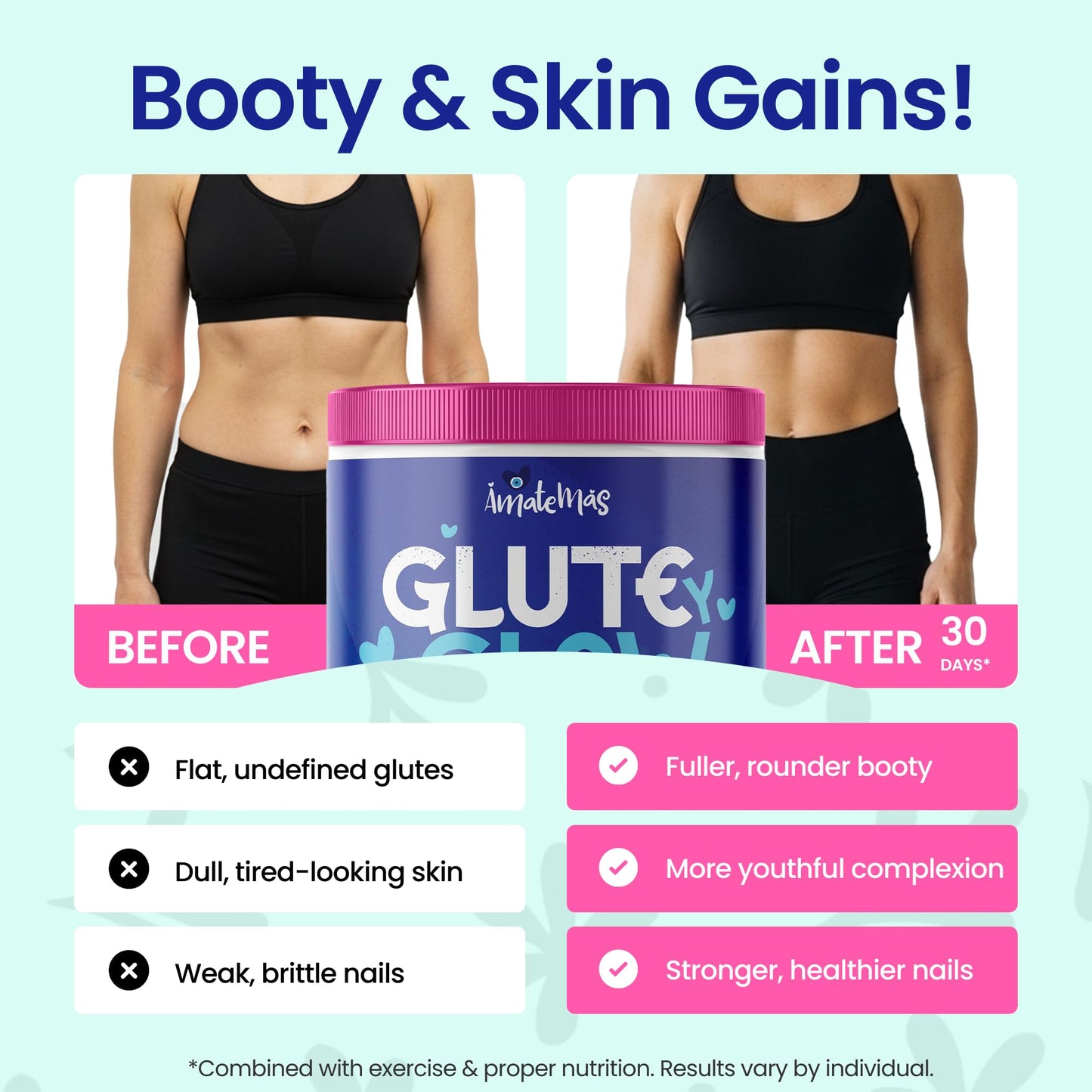 Amatemas Glute Y Glow Creatine + Biotin Powder, 25