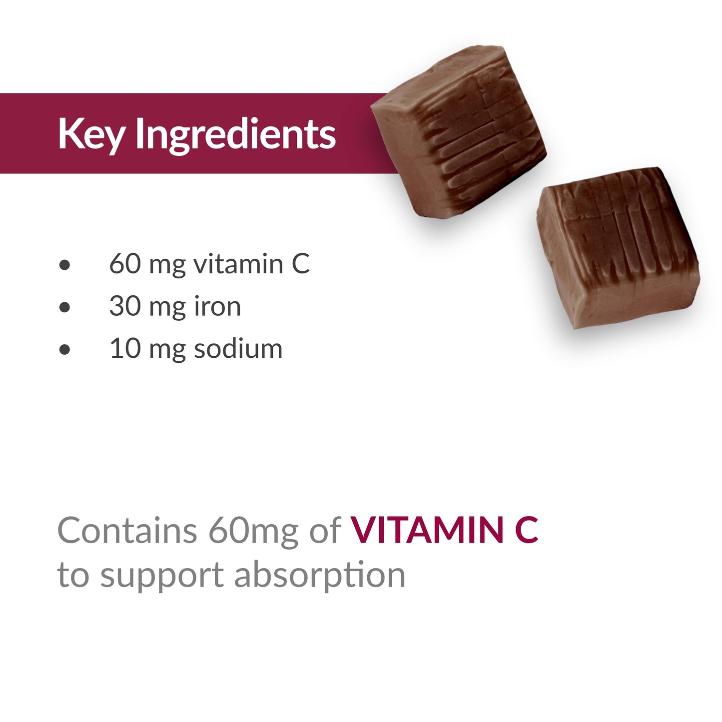 Bariatric Advantage Iron Chewy Bite Chocolate Raspberry Truffle Chewable, 60 Count