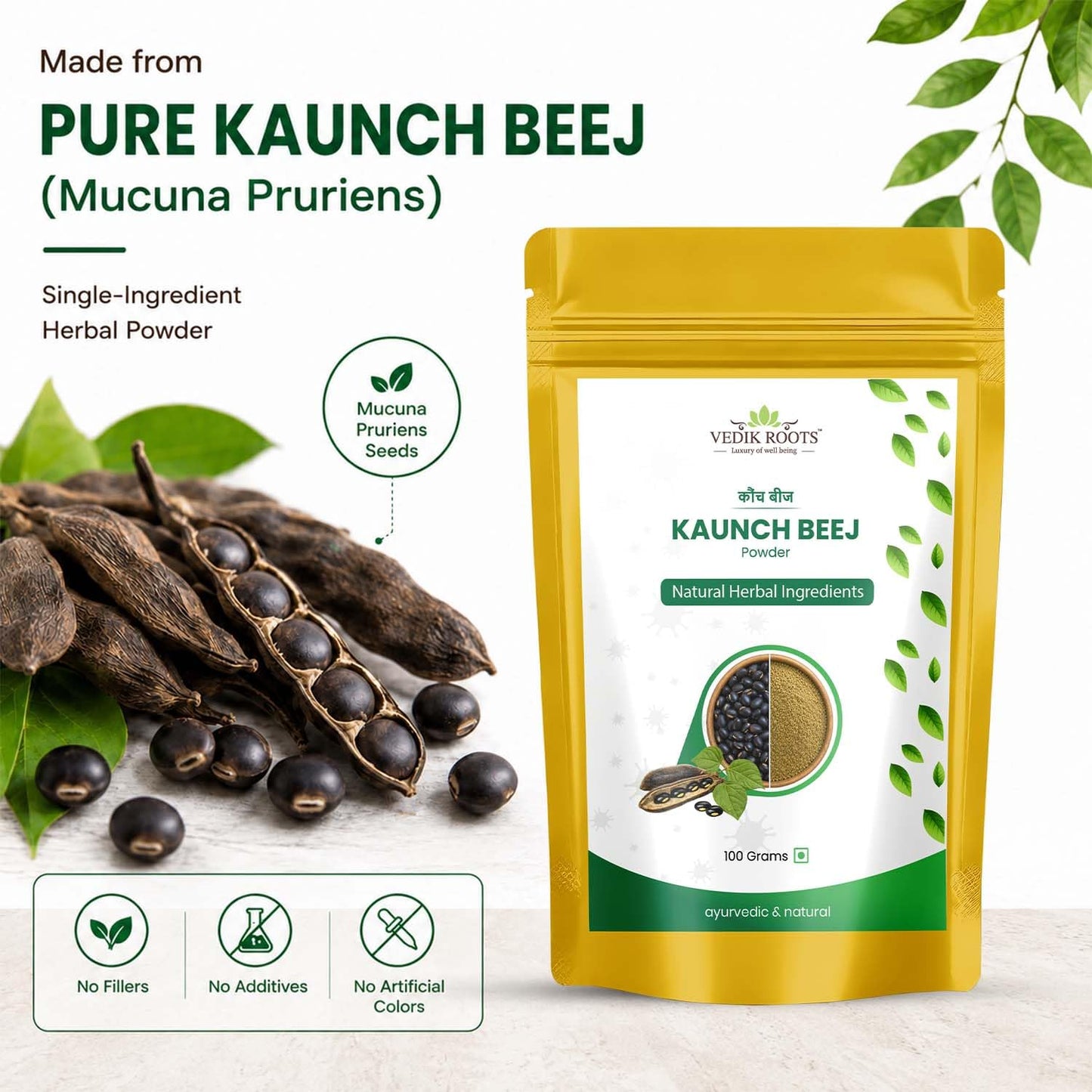 VEDIKROOTS Kaunch Beej Powder 100 g