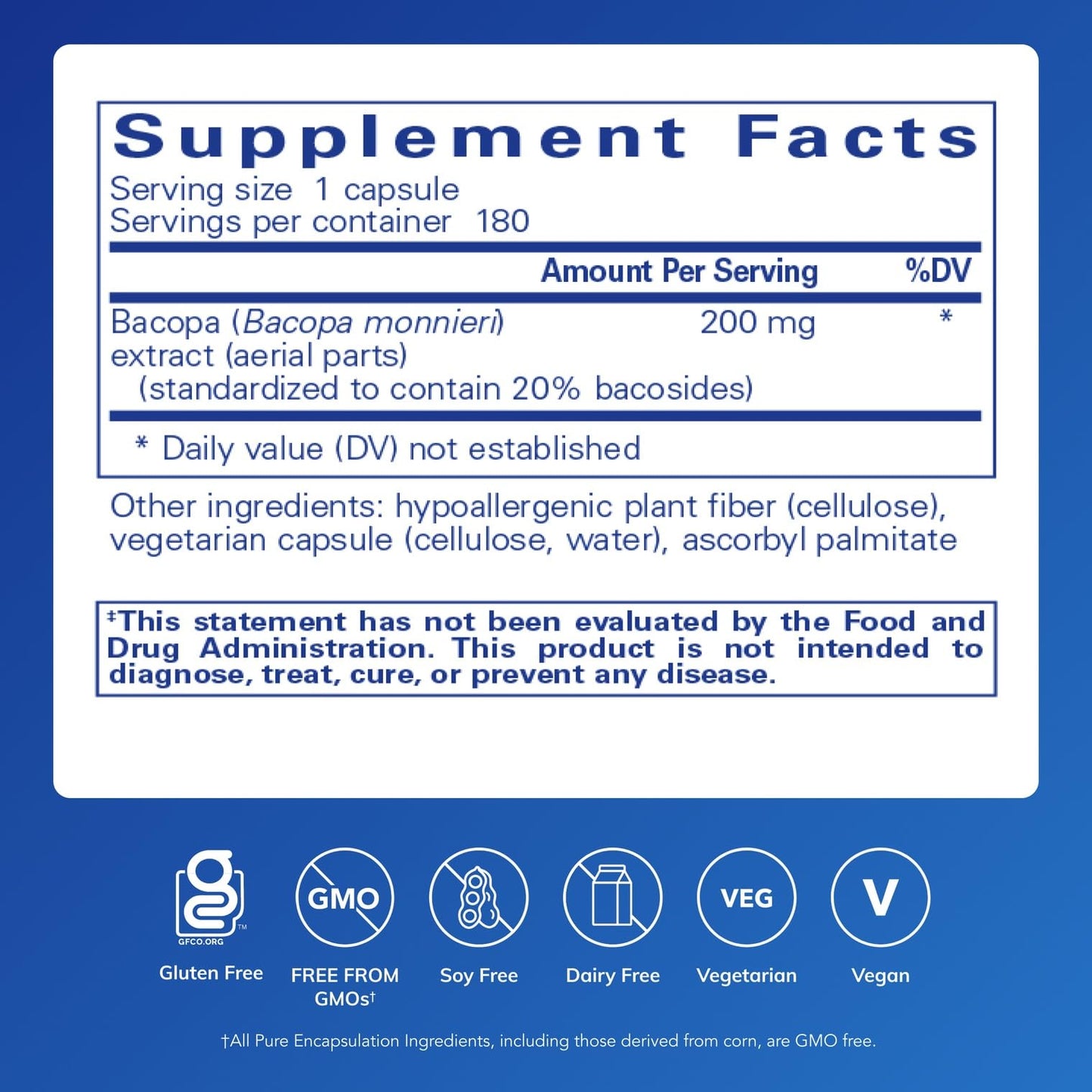 Pure Encapsulations Bacopa Monnieri 180 Capsules