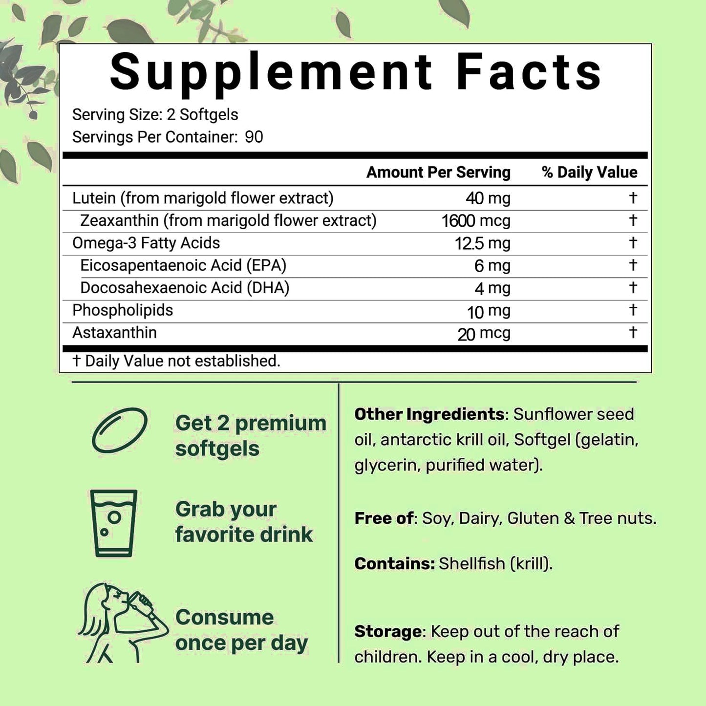 RIOWEGO AREDS 2+ Advanced Lutein & Zeaxanthin Supplement, 40 mg Lutein & Zeaxanthin with Astaxanthin, Omega-3 EPA/DHA, 180 Softgels
