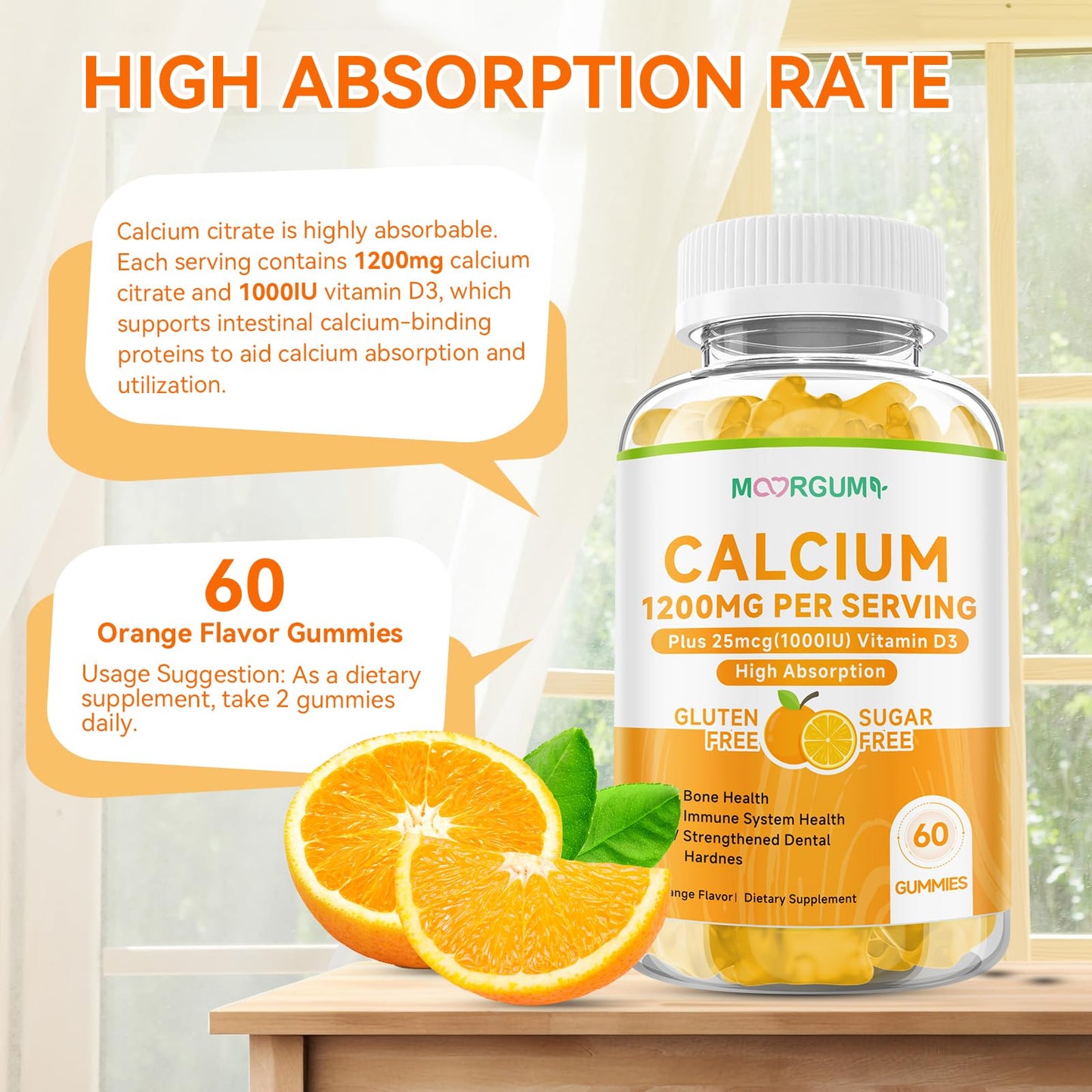 MOORGUMY Calcium Citrate Gummies 120 Count