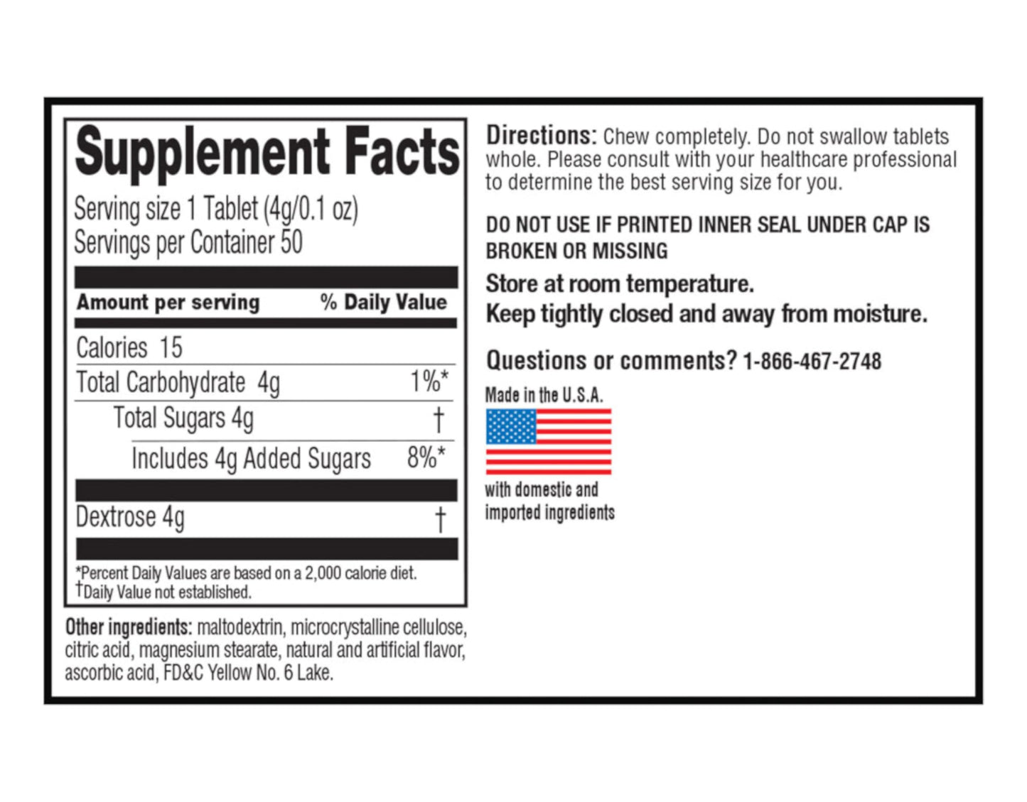 Quality Choice Glucose Tablets Fast Acting Orange Flavor, 50 Tablets