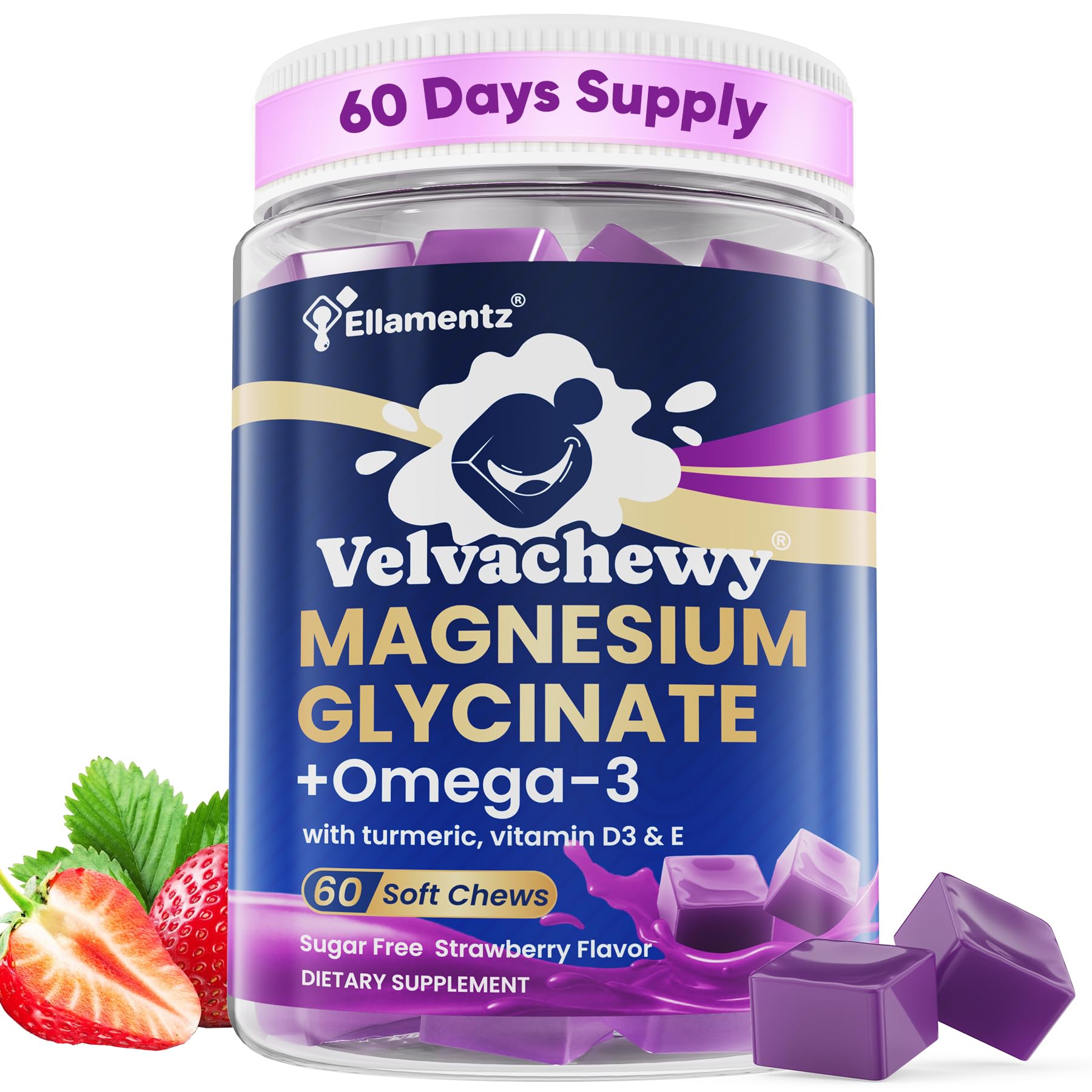 ELLAMENTZ Magnesium Glycinate Gummies 500mg Gummy 60 Count
