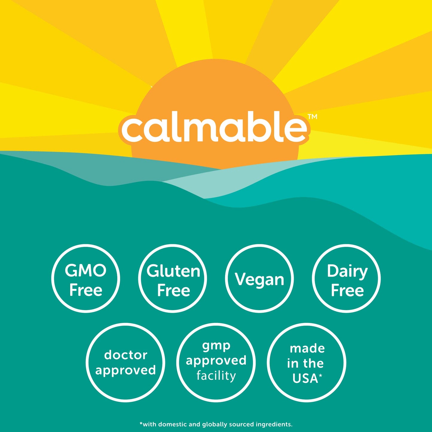 Calmable Stress Relief Aid for Teens - Vegan - Pyridoxine B6, L-Theanine - Vitamin Dietary Supplement 60 Capsules