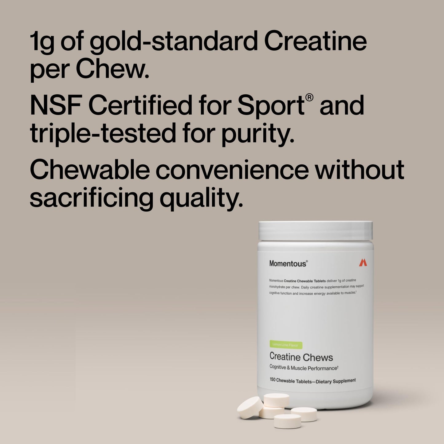 Momentous Creatine Monohydrate Chews Tablets 150