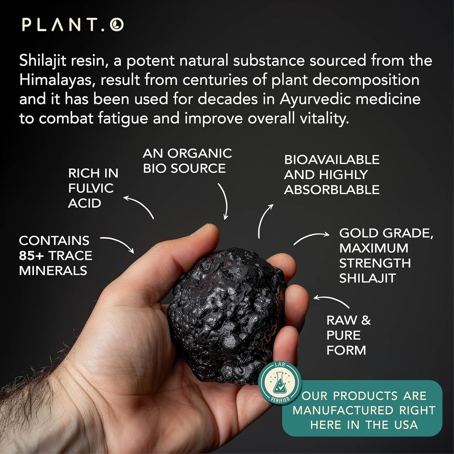 PLANT.O NUTRITION Shilajit Gummies for Men & Women, 60 Count