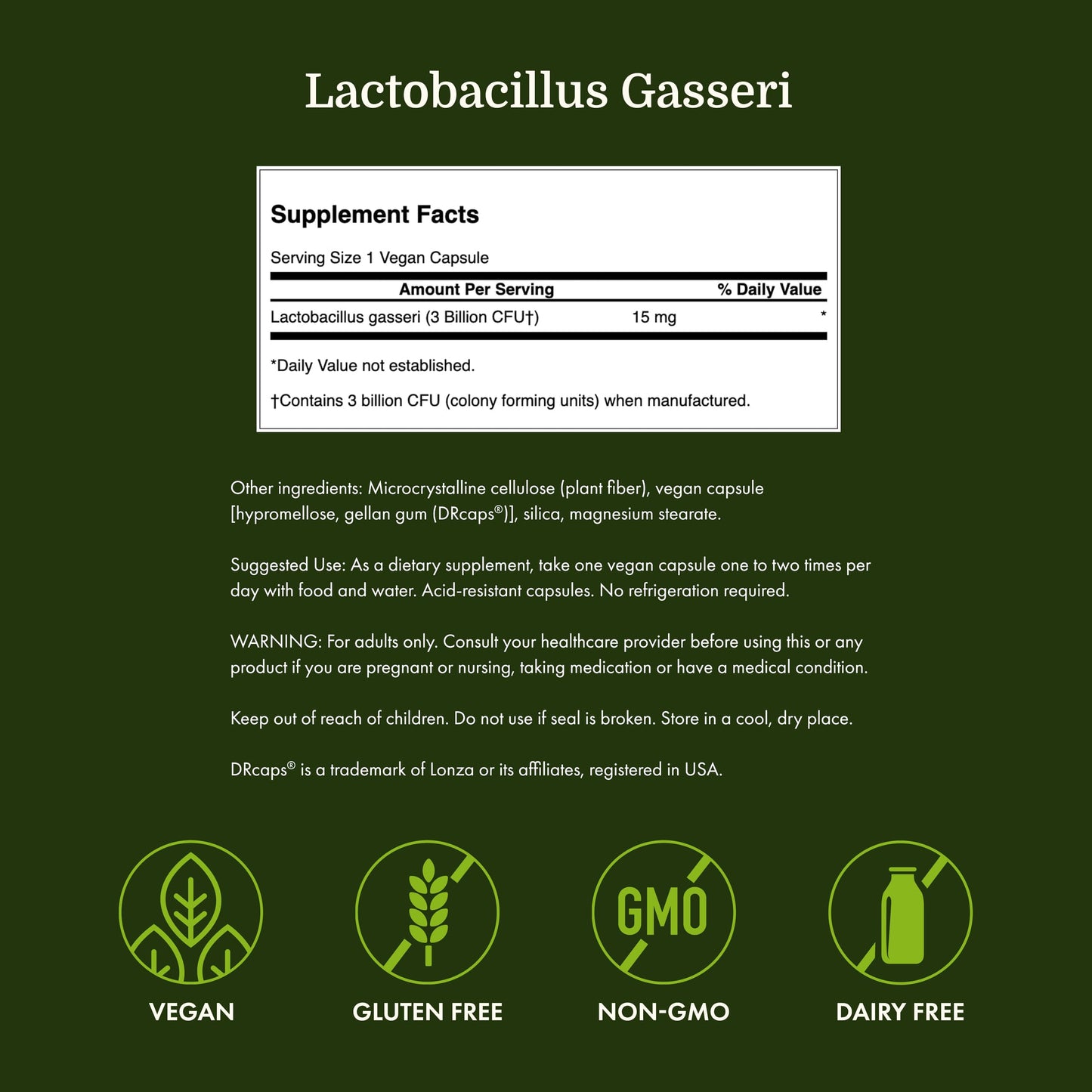 Swanson Lactobacillus Gasseri Probiotic, 3 Billion CFU, Capsules, 180 Count