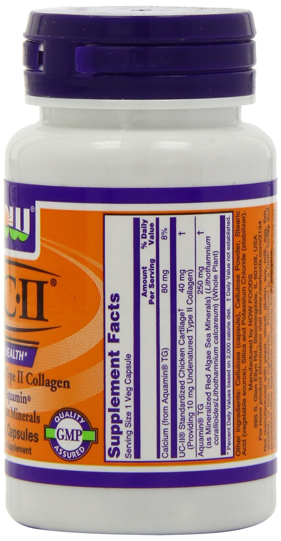 NOW Foods UC II Joint Health Undenatured Type II Collagen Capsules, 120 VegiCaps