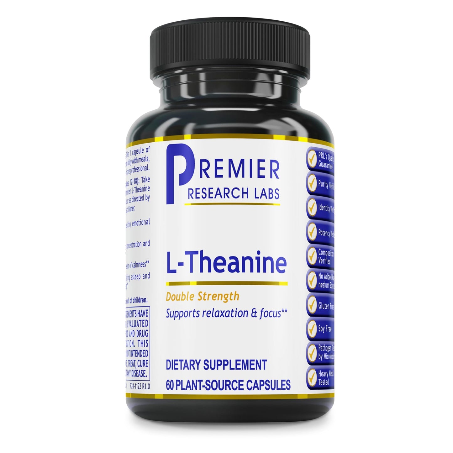 Premier Research Labs L-Theanine Double Strength Pure L-Theanine Supplement 200mg, 60 Capsules