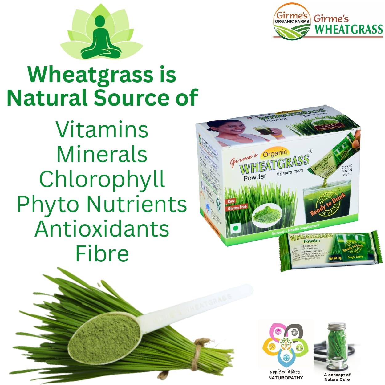 Girmes Wheatgrass Powder, 30 Servings, 3.17 oz (90 g)