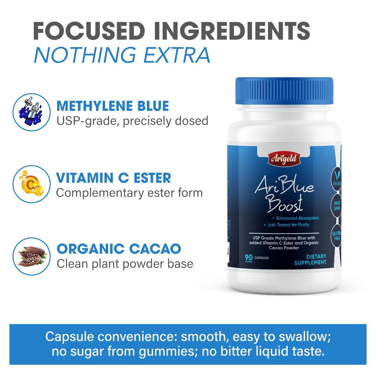 Arigold Methylene Blue Capsules 90 Count