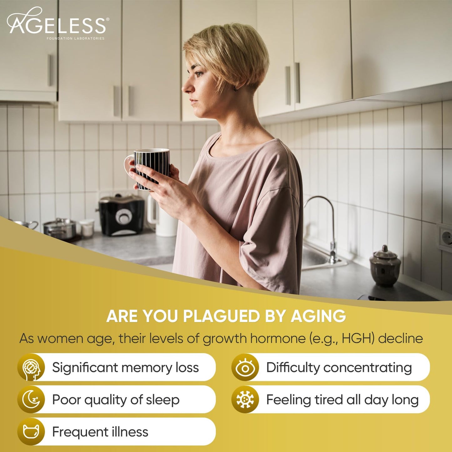 Ageless Foundation Laboratories HGH Supplements for Women & Men, Ultra MAX Gold 90 Capsules
