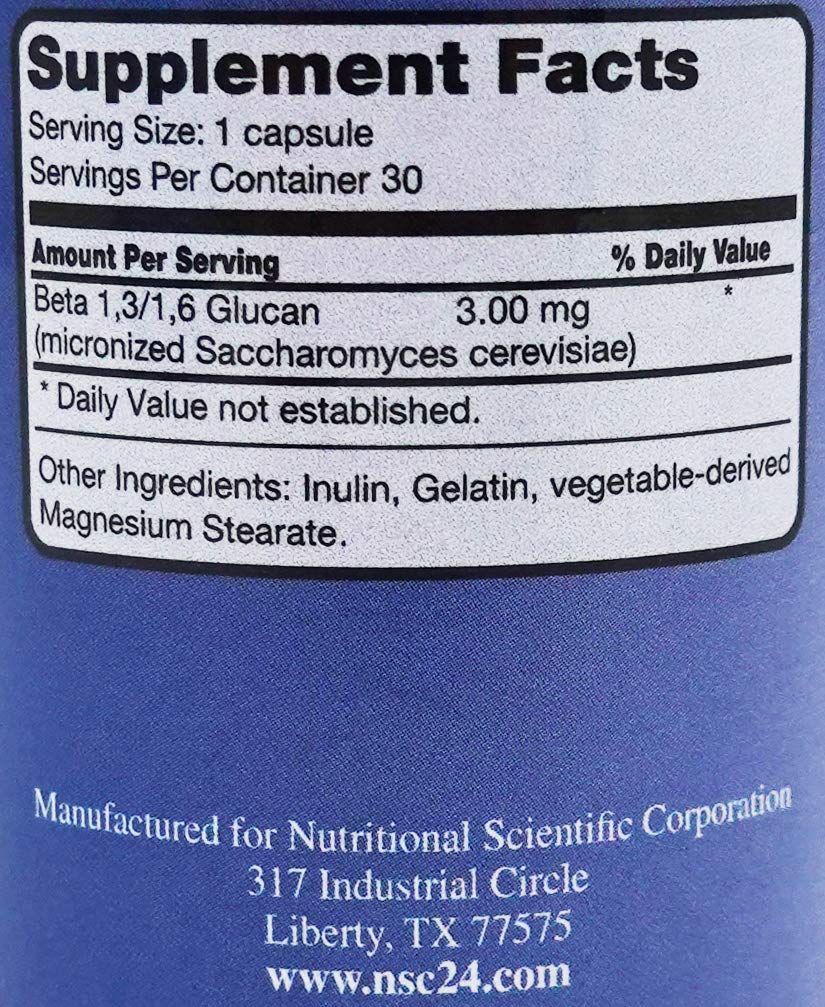 Nutritional Supply Corp Immunition NSC-24 Beta Glucan Original Formula 3 Milligrams Capsules 30