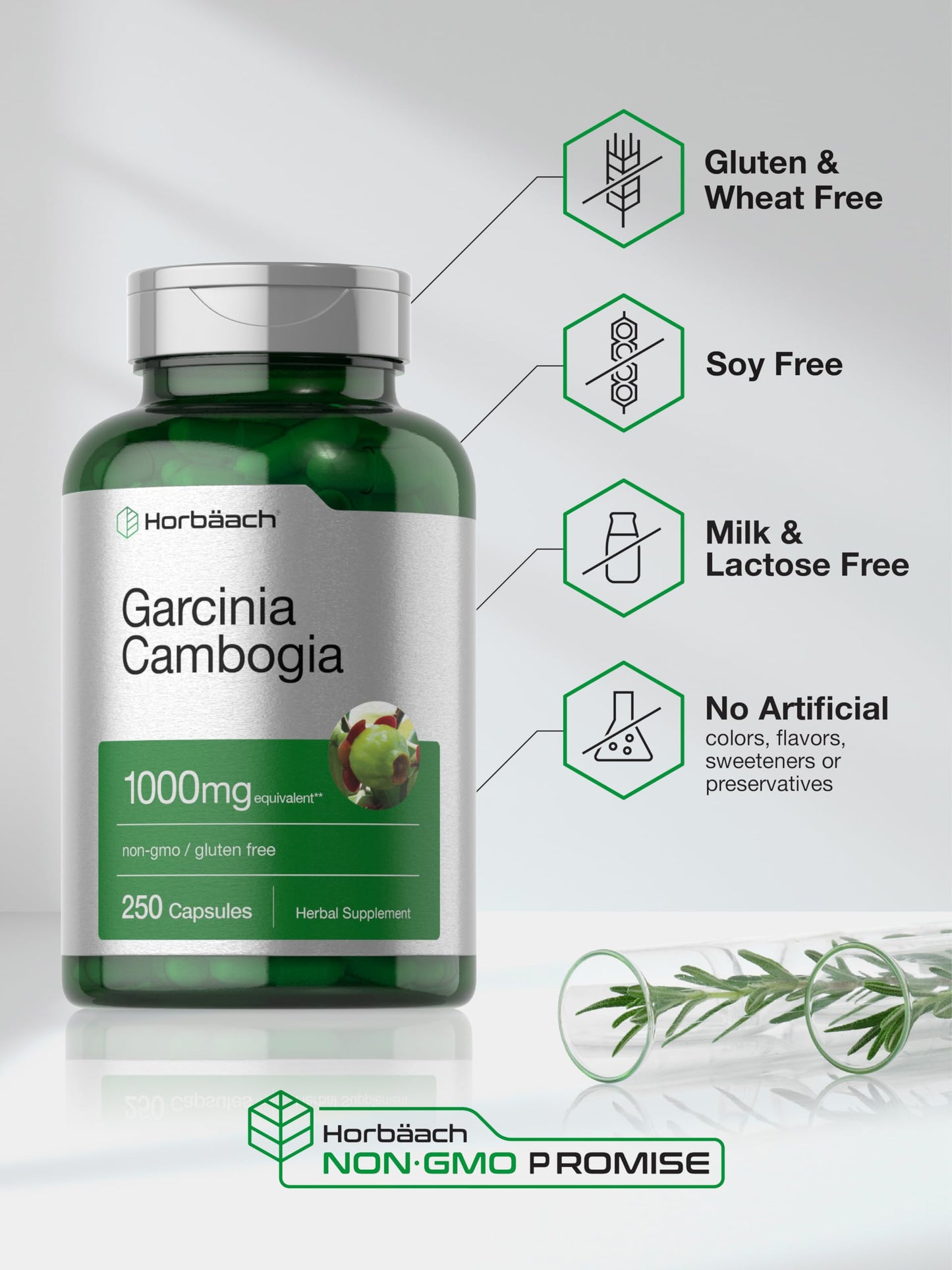 Horbäach Garcinia Cambogia Extract Capsules, 250 Count