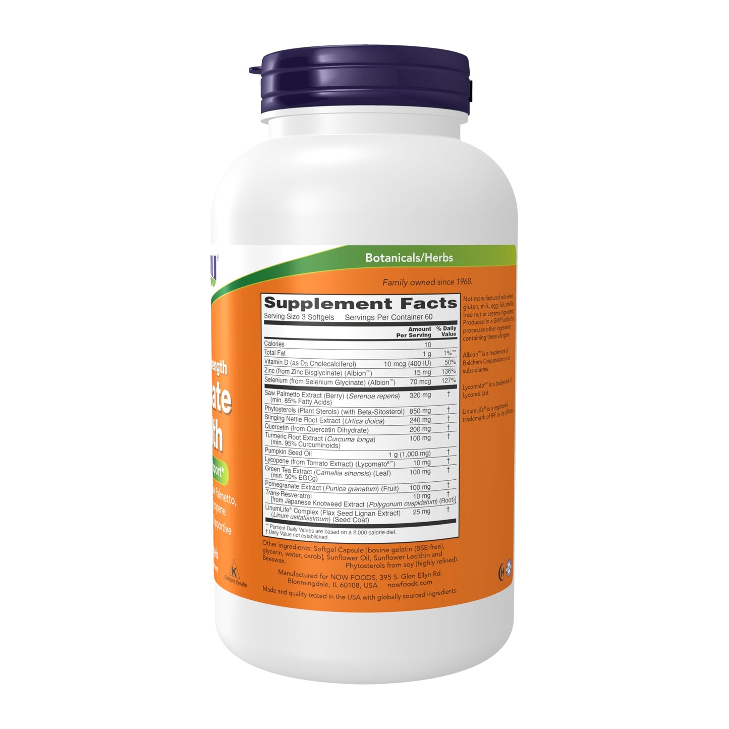 NOW Foods Prostate Health, Clinical Strength Saw Palmetto, Beta-Sitosterol & Lycopene, 360 Softgels
