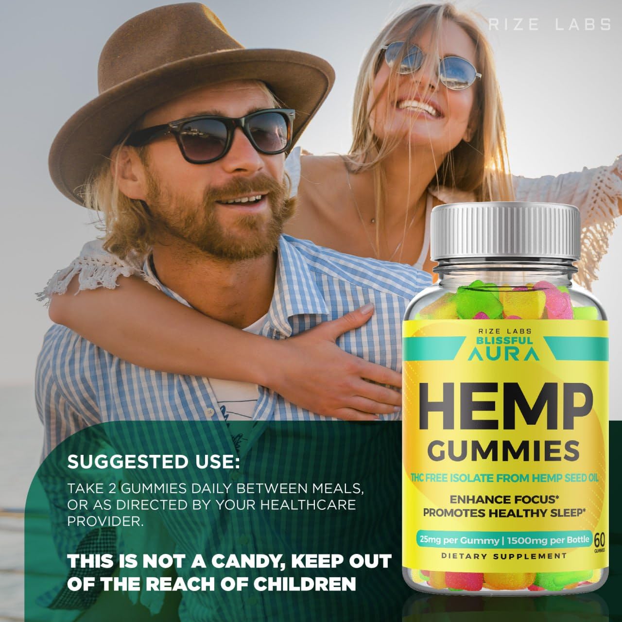 rize labs Blissful Aura Gummies, 120 Gummies