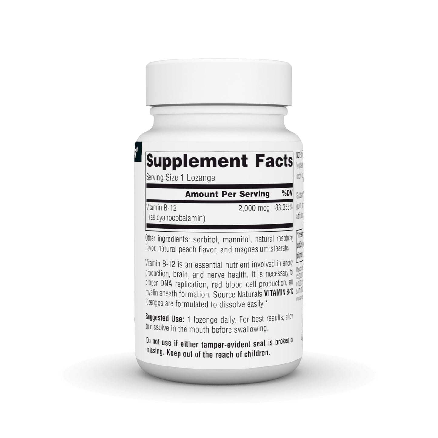 Source Naturals Vitamin B-12 2000 mcg Lozenges, 100 Count