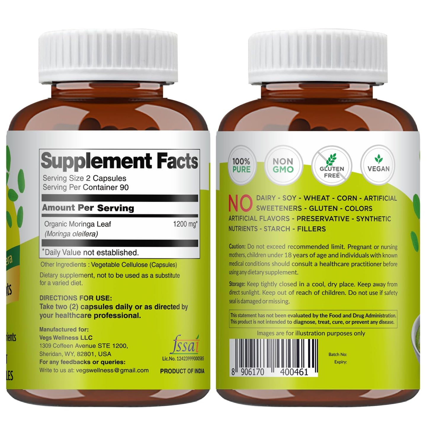 Vegs Moringa Capsules Capsule, 180 Count