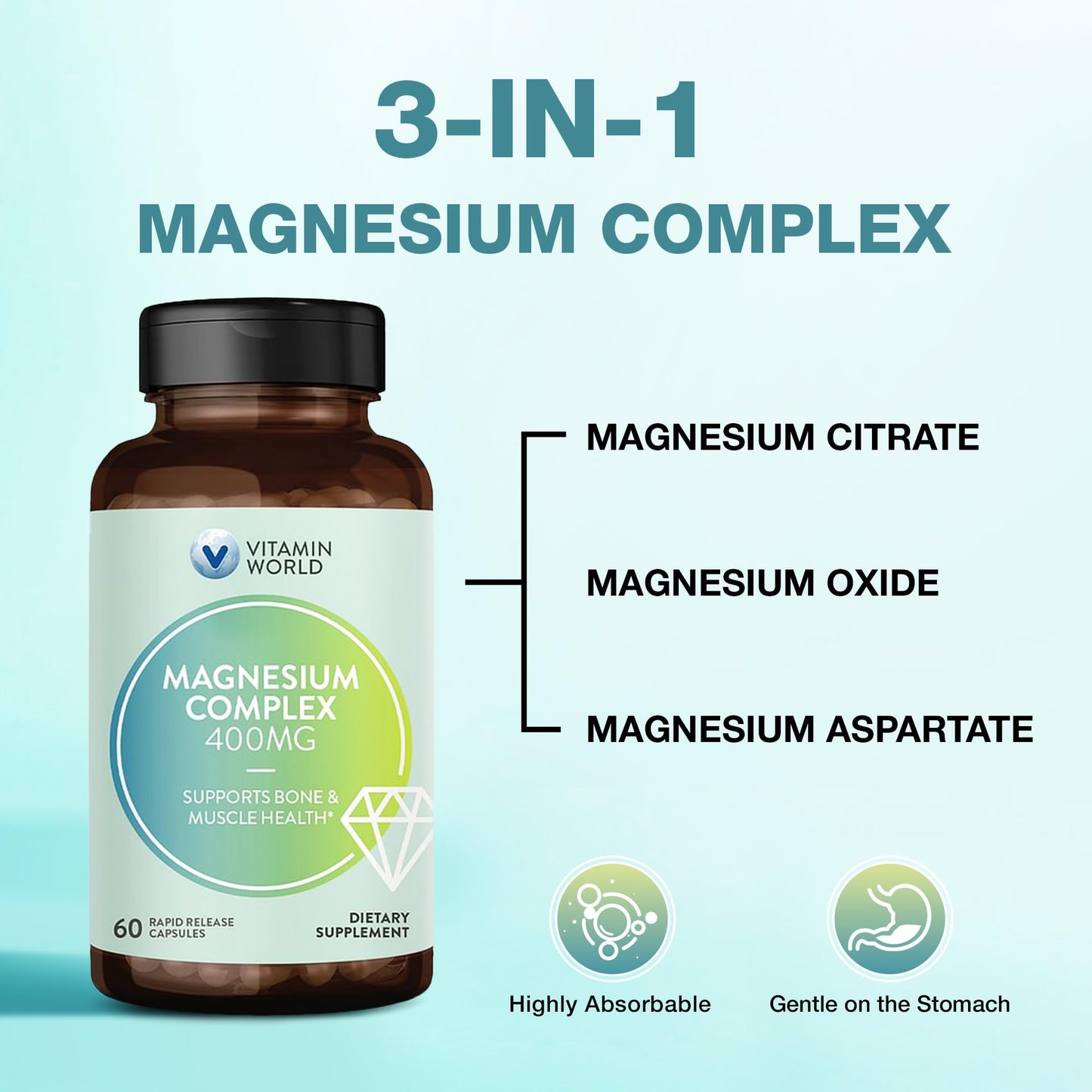 Vitamin World Magnesium Complex Capsules, 60 Capsules