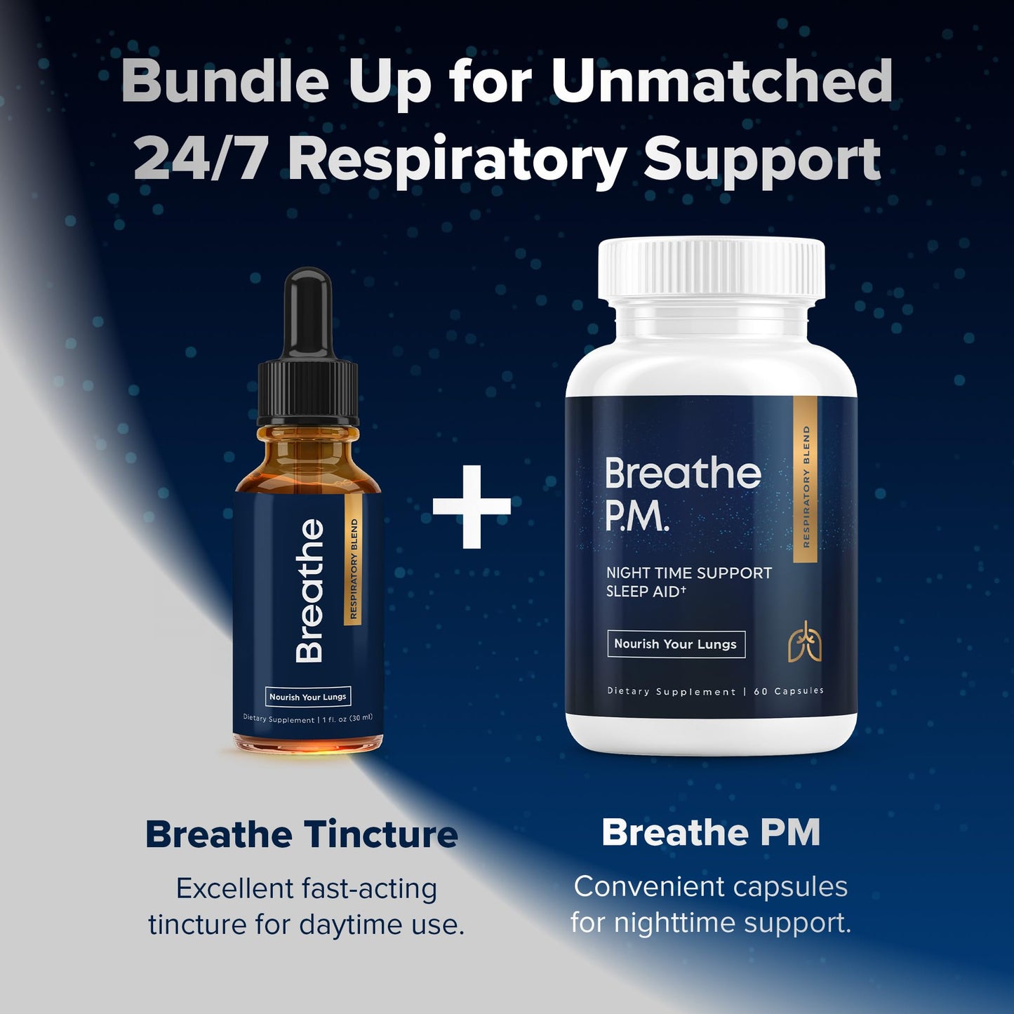 Herbal Tea Therapy BREATHE PM Nighttime 6-in-1 Mullein Capsules for Lung Detox, 60 Capsules