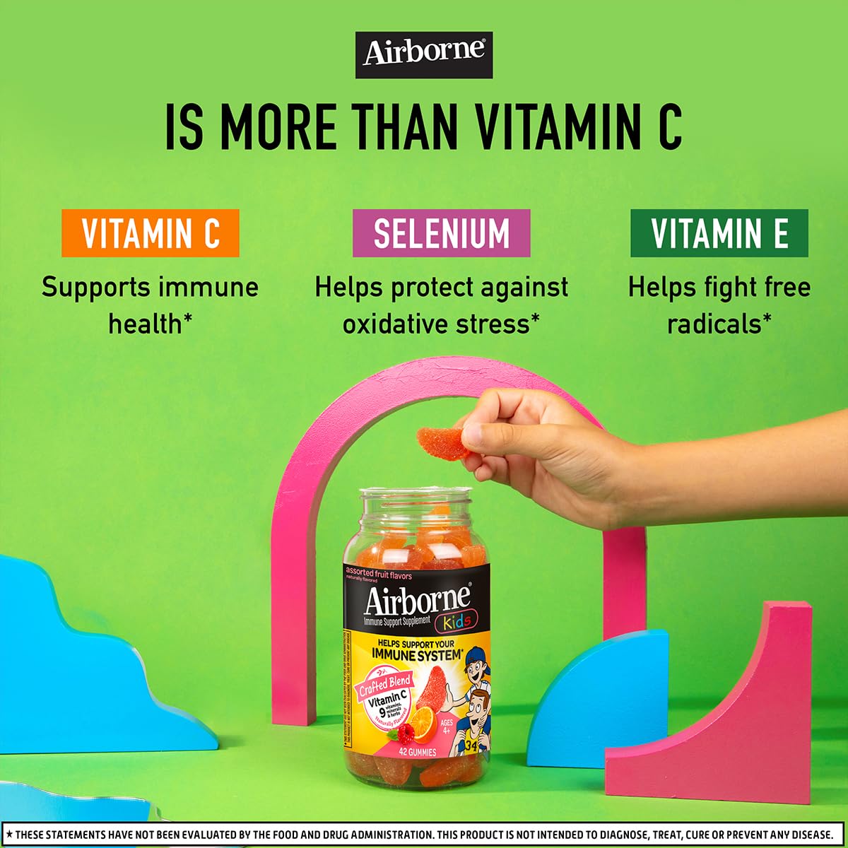 Airborne 500mg Vitamin C + Zinc Immune Support Gummies, 42 Gummies