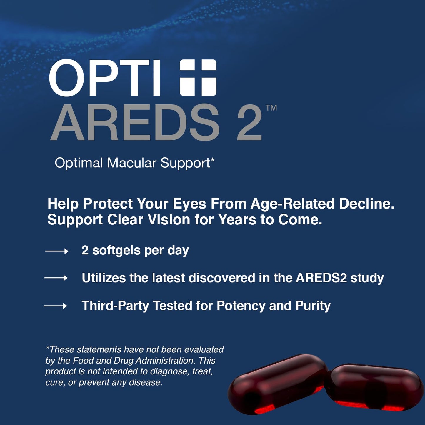 Opti + Life AREDS 2 Vision & Eye Health Capsules, 90 Count